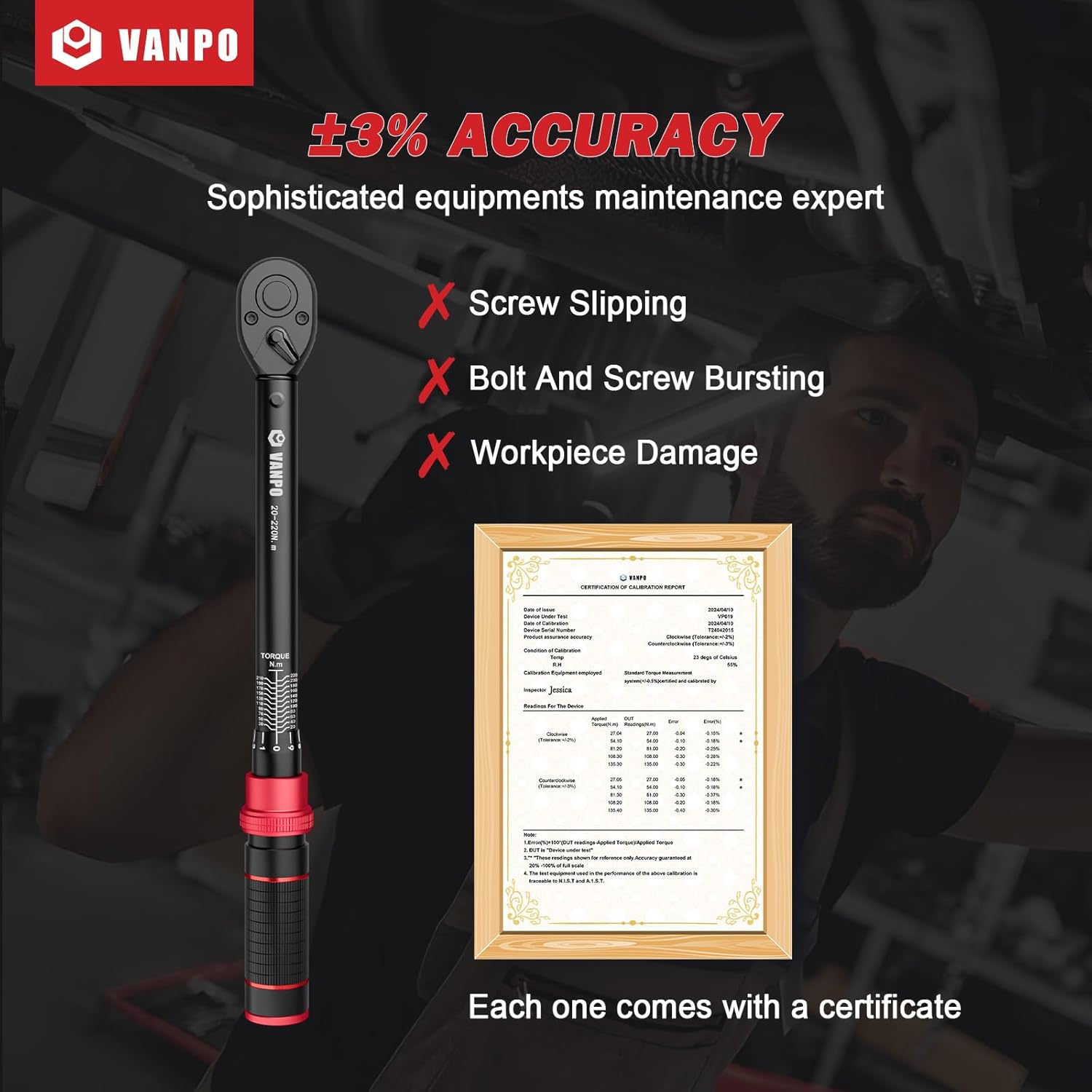 Thumbnail 1 de VANPO 1/2-Zoll Drehmomentschlüssel-Set 20–220 Nm (3-teilig) für Auto & Motorrad