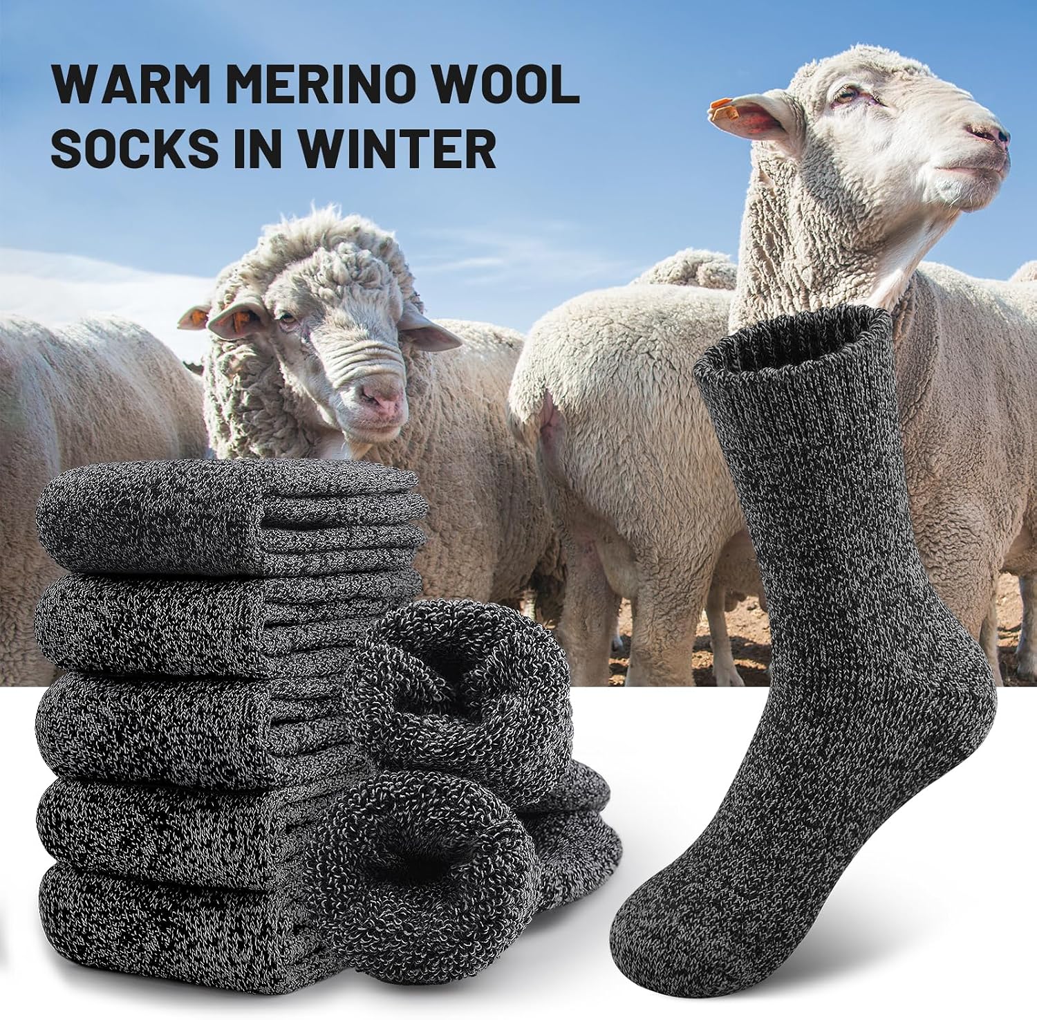 Detalle de SIMIYA Merino Wool Hiking Socks