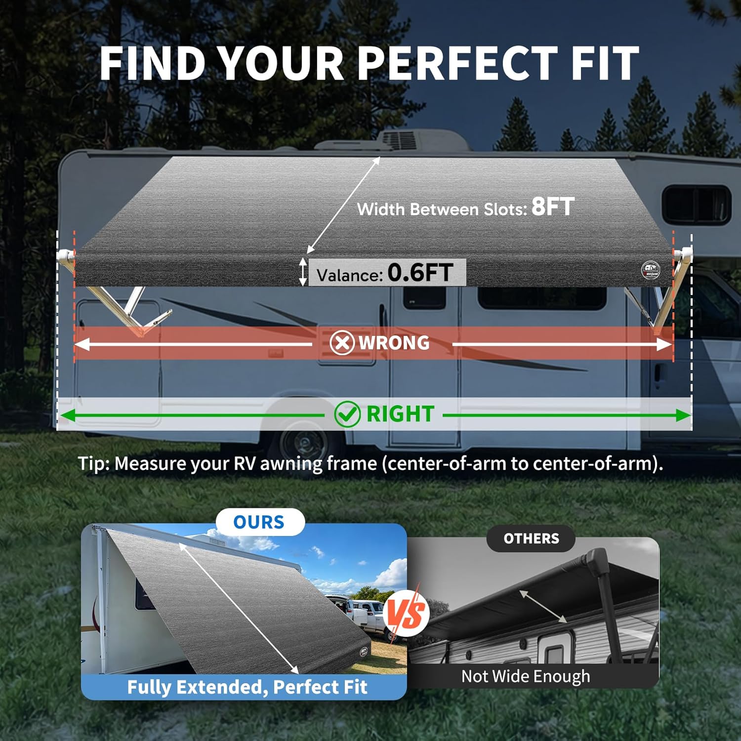 Thumbnail 6 de 19.5oz Heavy Duty RV Awning Fabric Replacement — 5-Layer Rip-Stop, Waterproof & UV-Resistant, Universal Fit 18FT