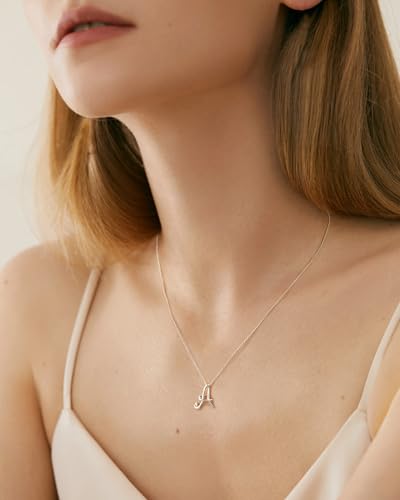 Thumbnail 4 de Mesovor Collar con inicial chapada en plata de ley para mujer (Letra-A) con corazón en oro rosa
