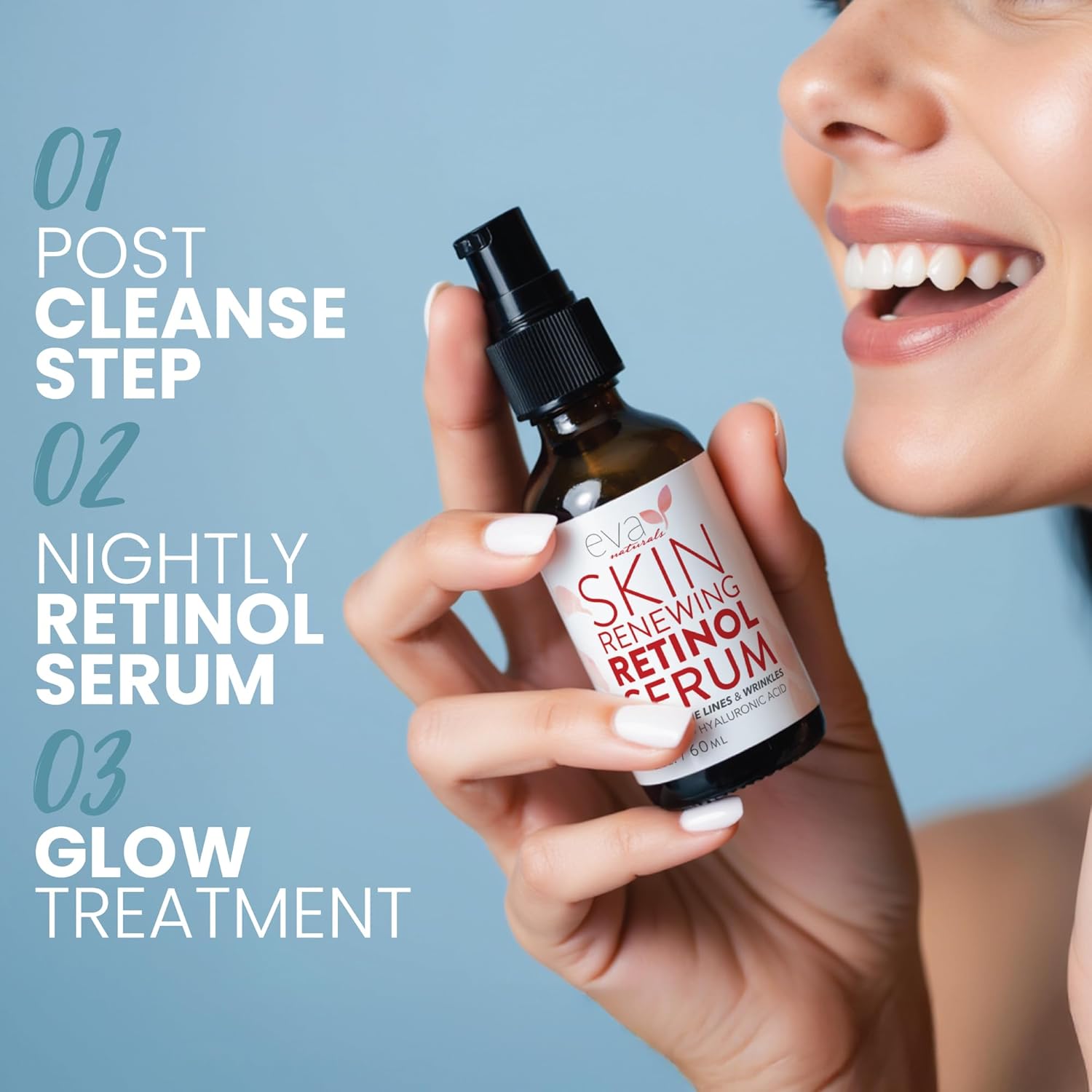 Detalle de Retinol Serum for Face with Hyaluronic Acid – Lightweight Night Serum for Smoother, Radiant-Looking Skin