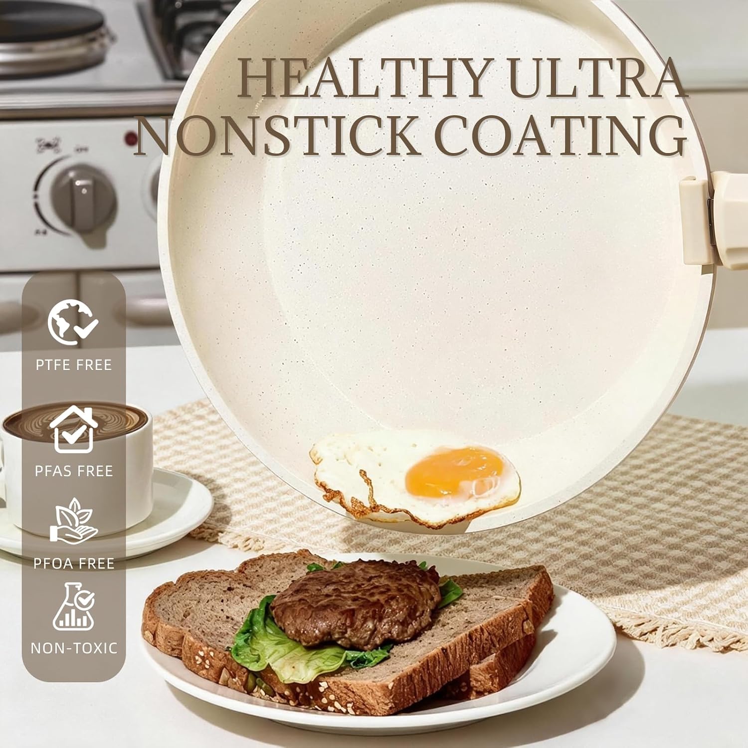 Detalle de Coicur Ceramic 8Pc Cookware Set 70% Space Saver