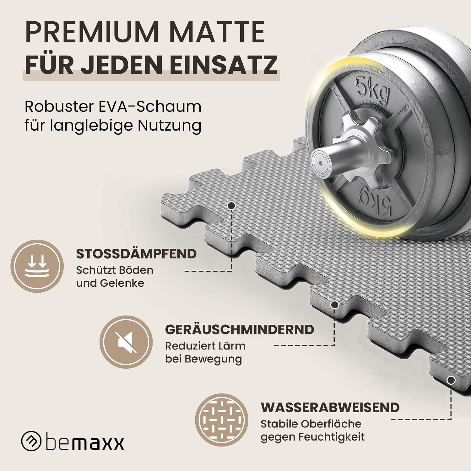 Detalle de Schutzmatten Set: 18 Puzzle-Bodenschutzmatten für Optimalen Boden- und Geräuschschutz