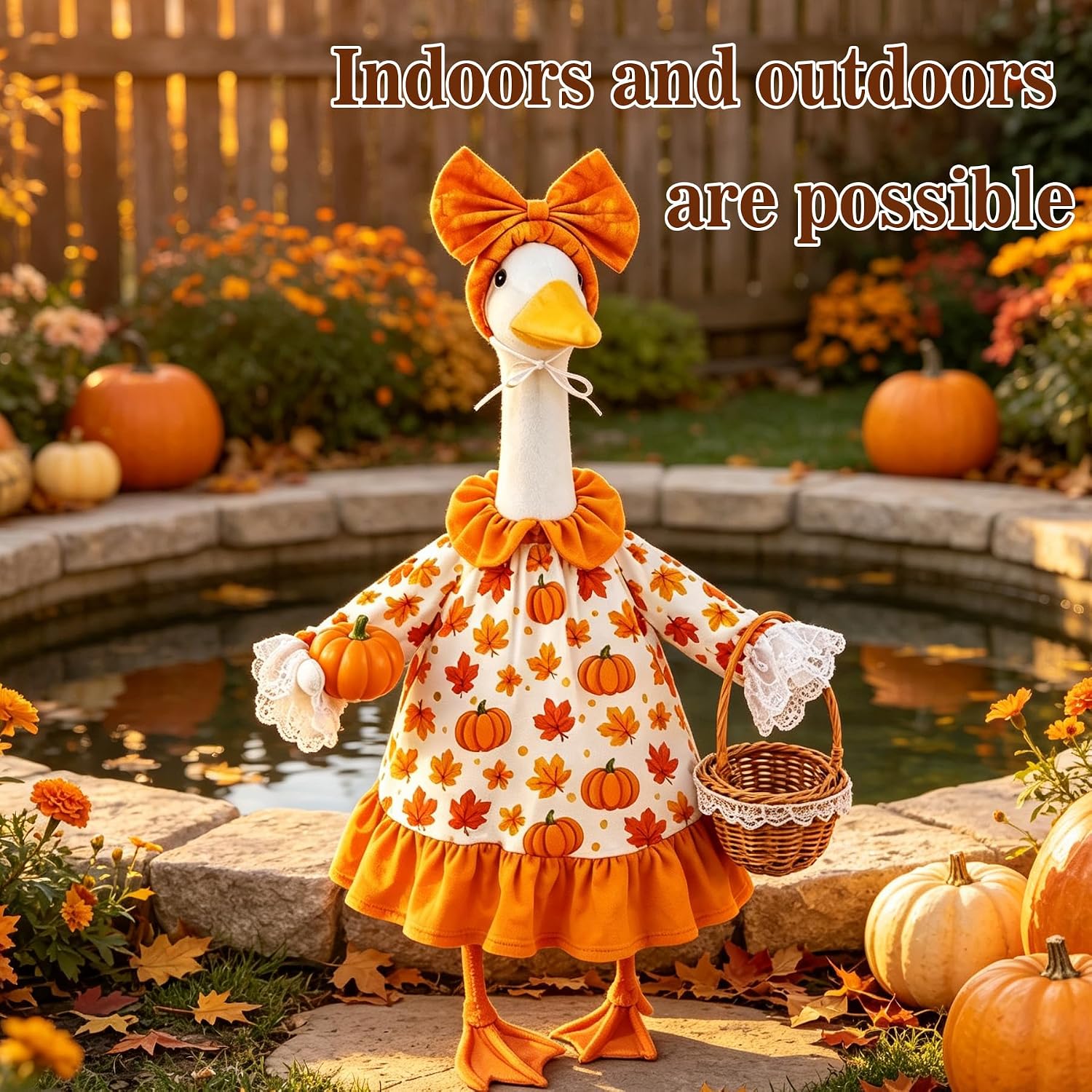 Thumbnail 3 de GDICVNQ MTE02 Autumn Maple Leaf Goose Outfit, Orange Dress and Headband