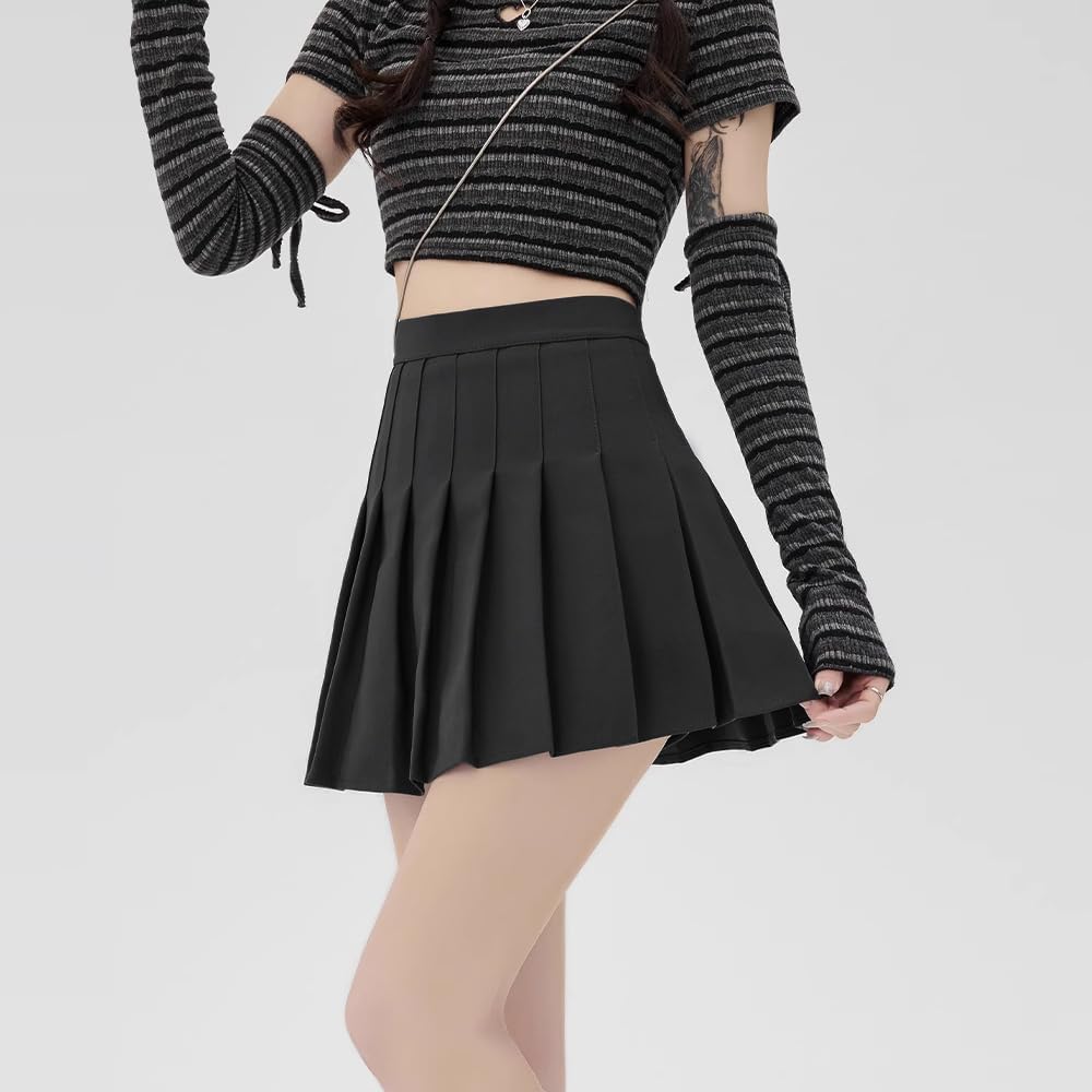 Detalle de DRESHOW Basic Solid Stretchy Flared Beiläufige Mini Skater-Rock für Damen