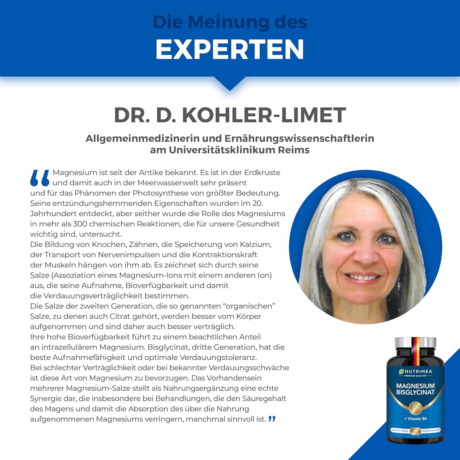 Thumbnail 4 de Nutrimea Magnesium Bisglycinat Premium + Vitamin B6 (300 mg) – vegan, ohne Zusätze