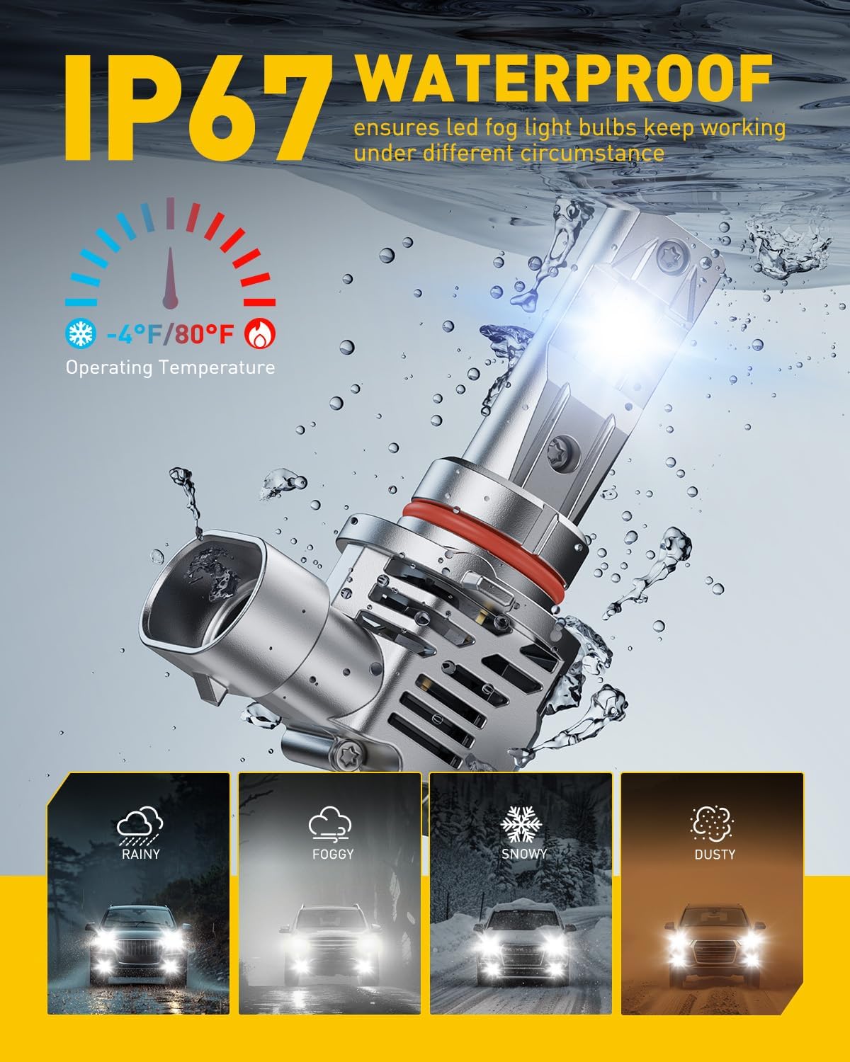 Thumbnail 6 de AUXITO 9012 LED Bulb (Pack of 2) 6500K Plug-and-Play Automotive Lighting