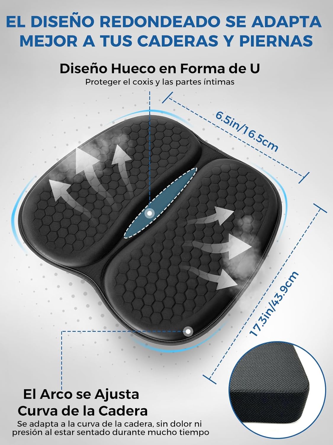 Detalle 2 de Cojín de Gel para Silla Oficina