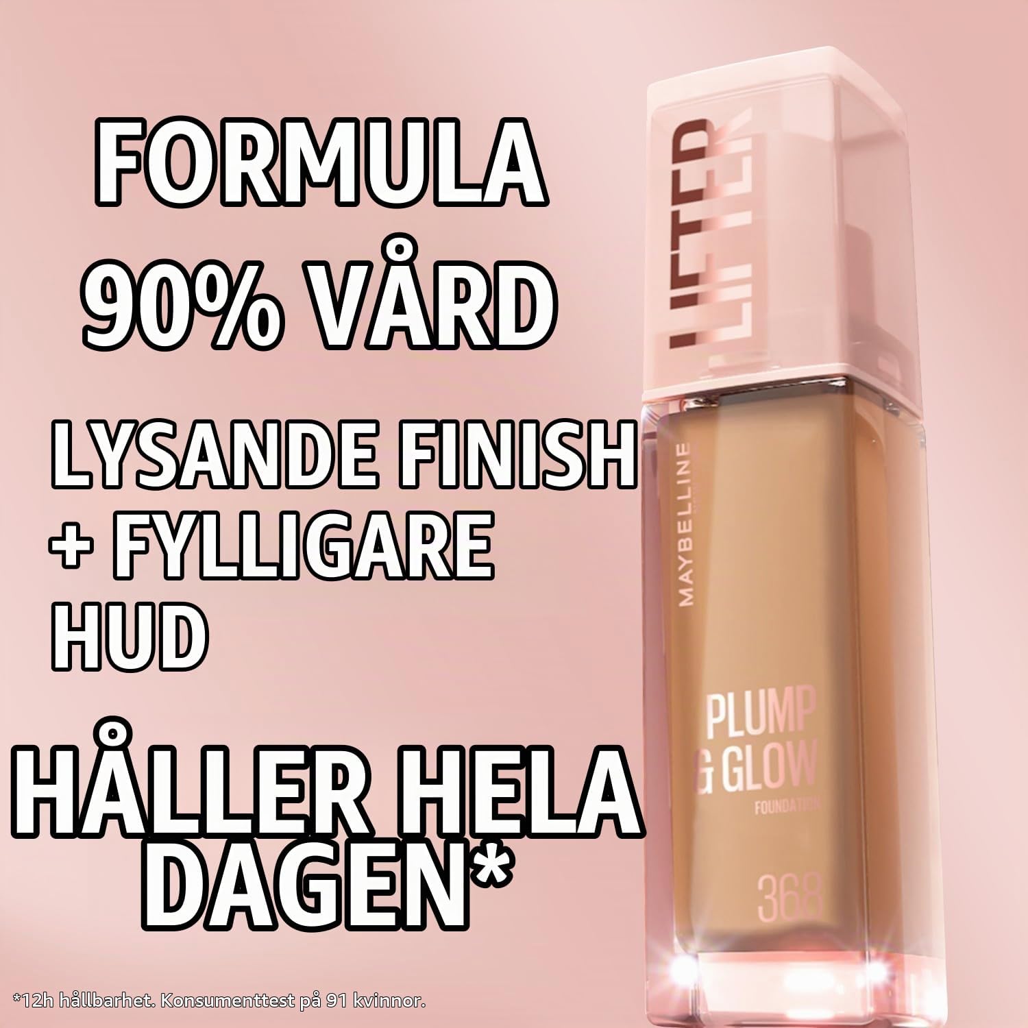 Detalle 2 de Maybelline New York Lifter Plump & Glow Foundation – 2 % niacinamid, hyaluronsyra och lyster