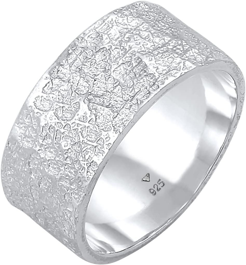 Detalle de Kuzzoi Herrenring 9 mm (925 Sterling Silber), massiv handgeschmiedet im Used Look – Ringgröße 60–66