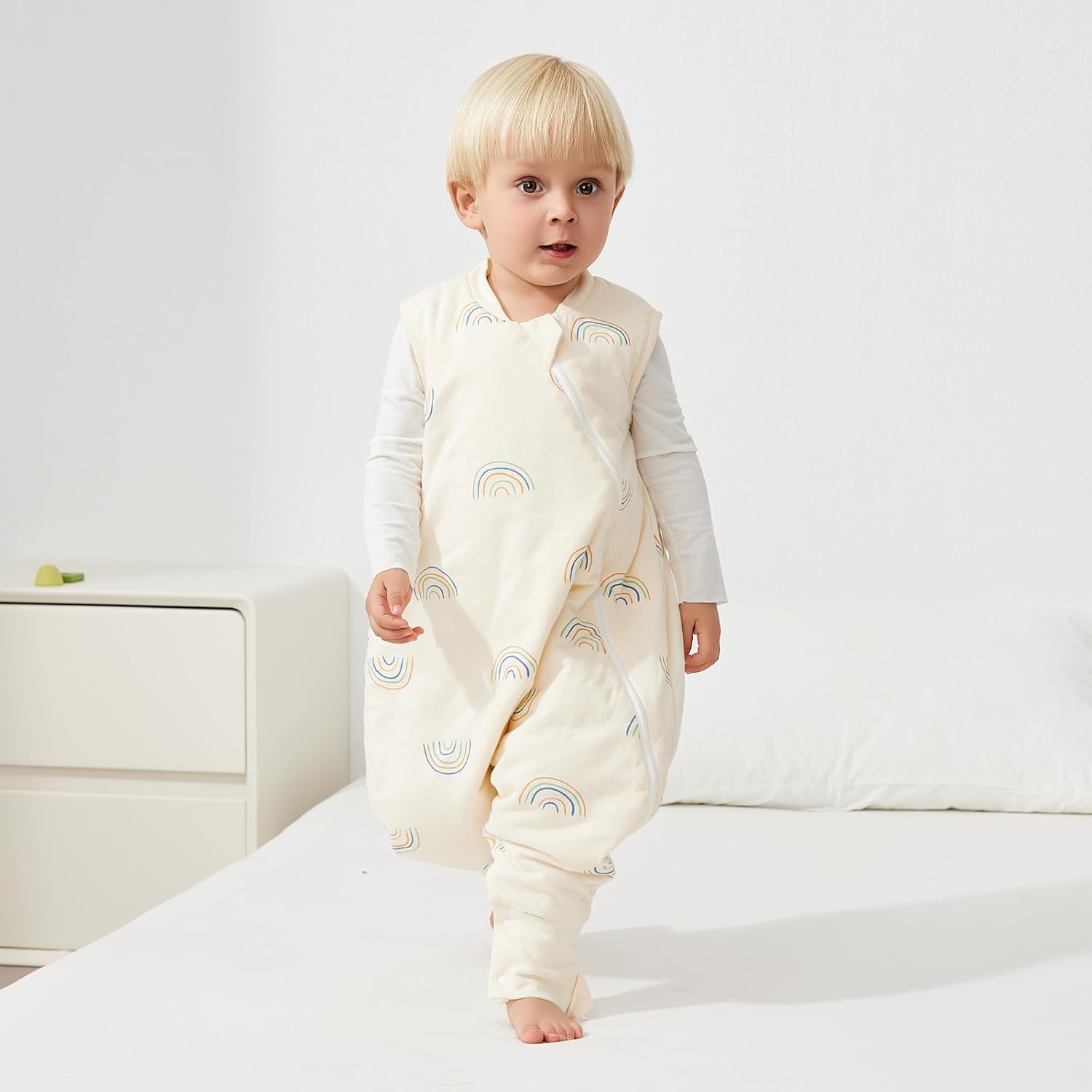 Thumbnail 1 de Duomiaomiao Sleeping Bag with Legs for 2–3 Year Olds (100% Cotton, 1.5 Tog) – Rainbow
