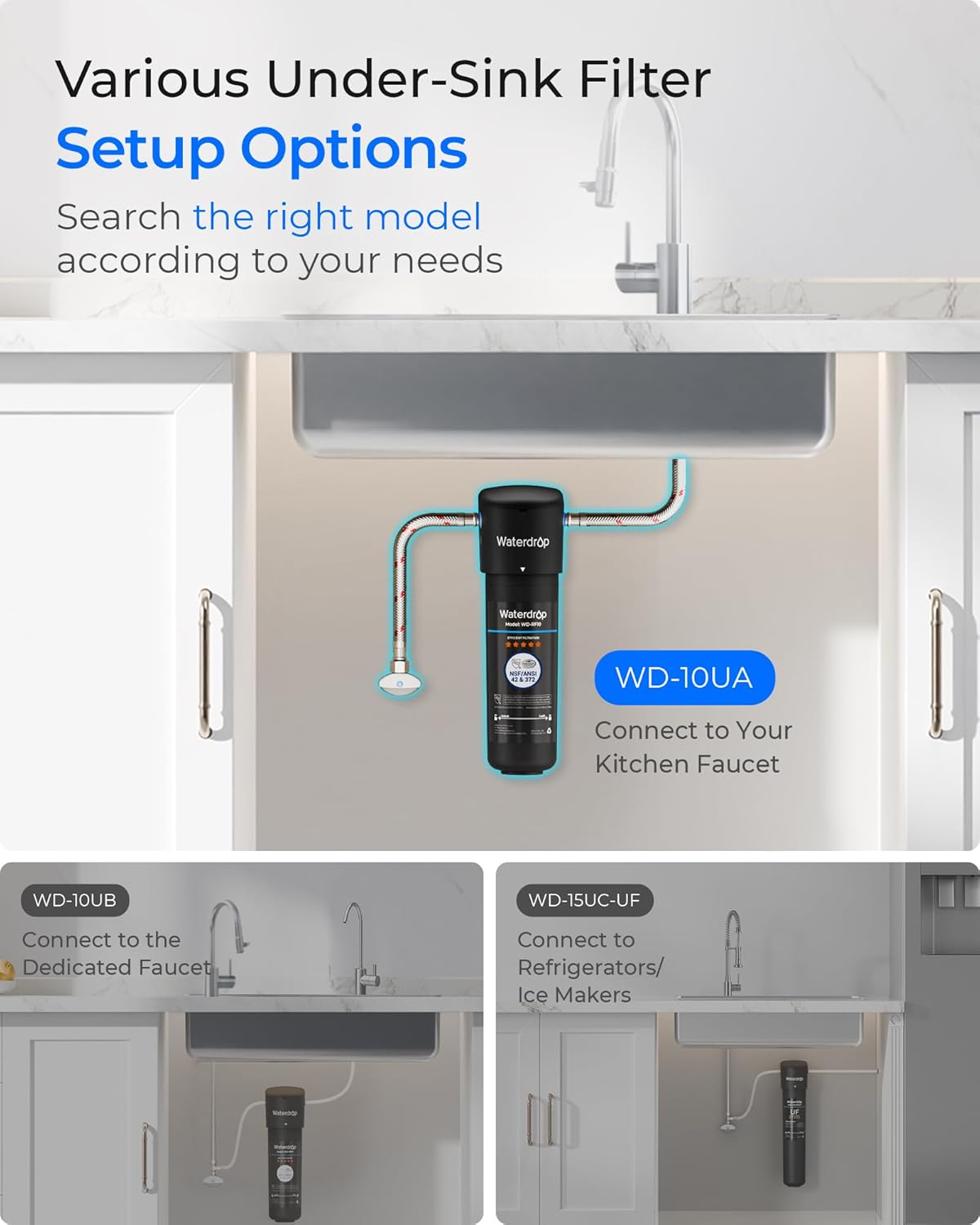 Detalle 2 de Waterdrop WD-10UA Under-Sink Water Filter, NSF/ANSI 42 & 372