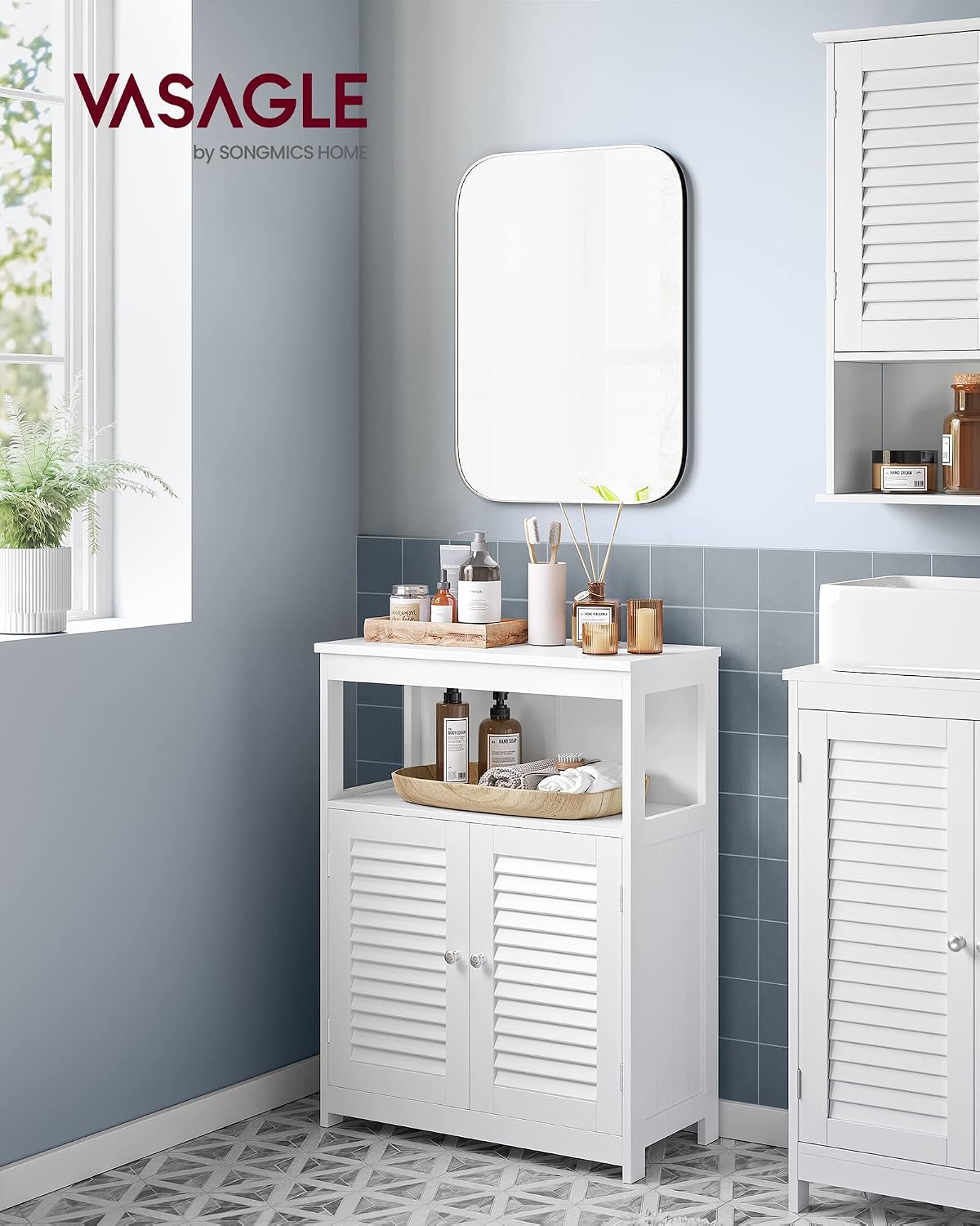 Detalle 2 de VASAGLE BBC40WT mobiletto bagno 30x60x80 cm