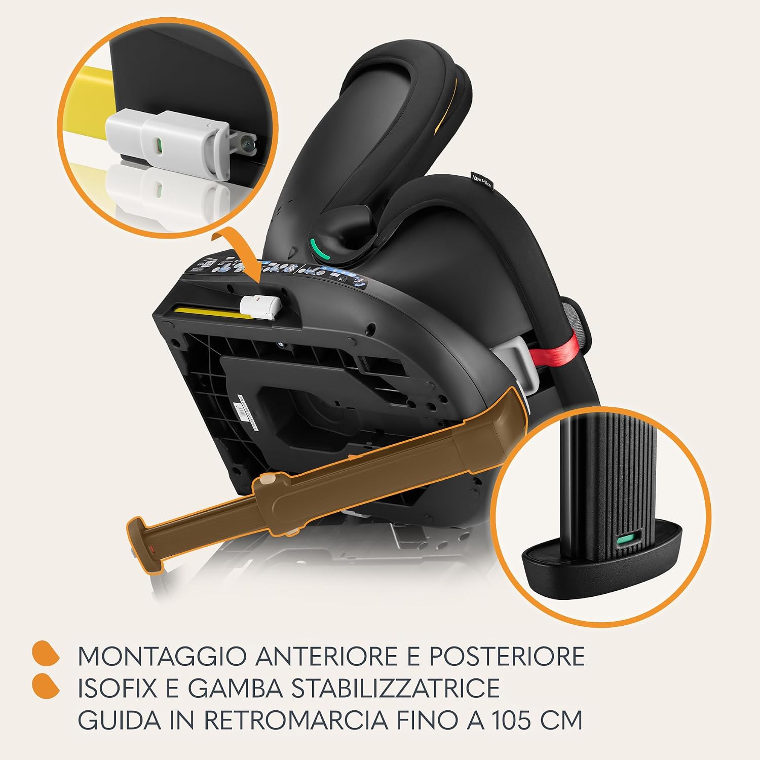 Thumbnail 6 de LIONELO NAVY i-Size: seggiolino auto girevole a 360° con ISOFIX, reclinabile e supporto a 360°, per bambini 40–150 cm (0–12 anni)