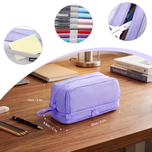 Detalle 2 de Eucomir Astuccio Grande 3+1 Scomparti Viola Scuro – Organizza Penne, Matite e Accessori