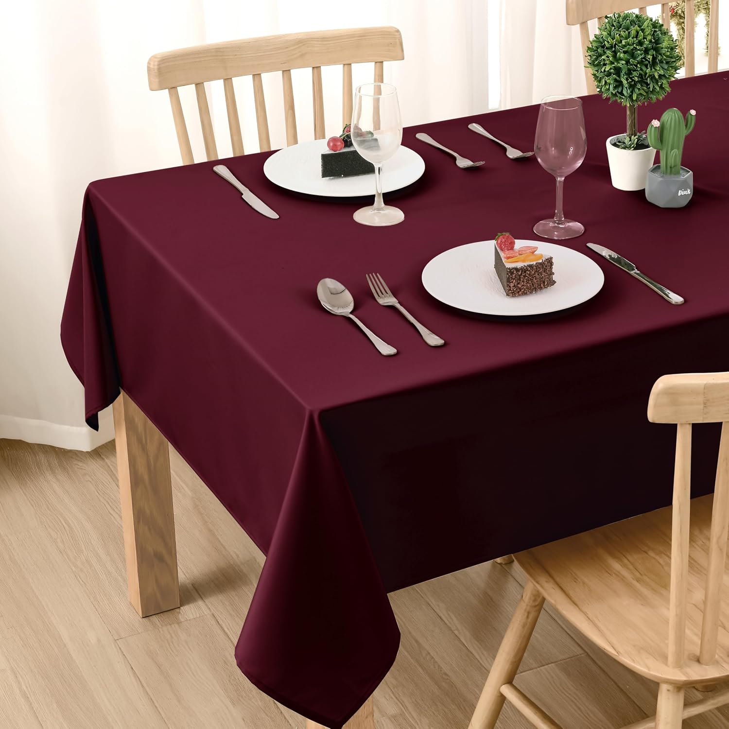 Nappe extérieure imperméable DWCN Nappe Exterieur 140 x 260 cm - Polyester rouge Bordeaux