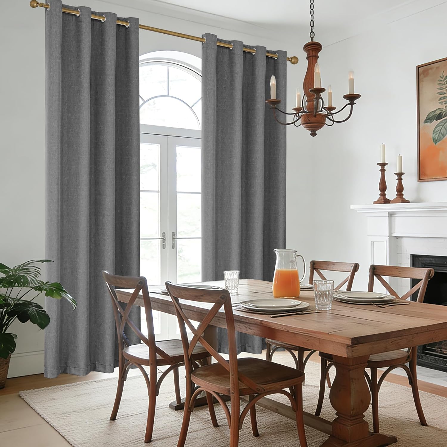 Thumbnail 6 de Ystyle 100% Rideau Occultant Lot de 2 140x160 cm – Effet Lin, Gris Foncé