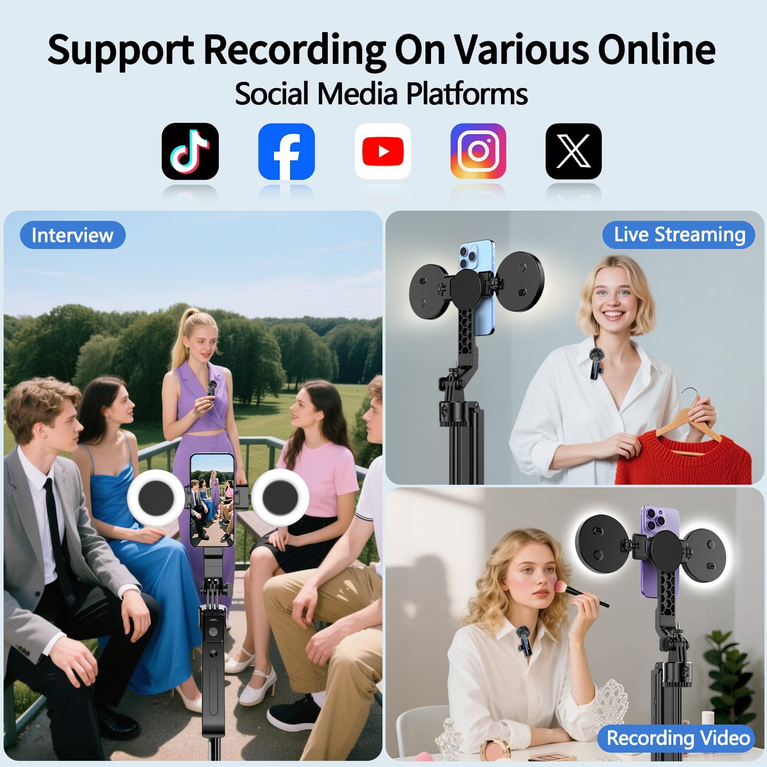 Detalle 2 de yAyusi Magnetic Vlogging Kit 70.9" Tripod