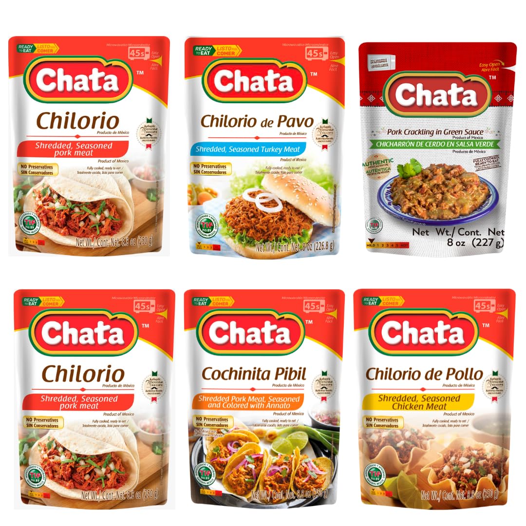 Detalle de Chata Mexican Meats Variety Pack, 8.8 oz (6 Pack), Assorted Flavors
