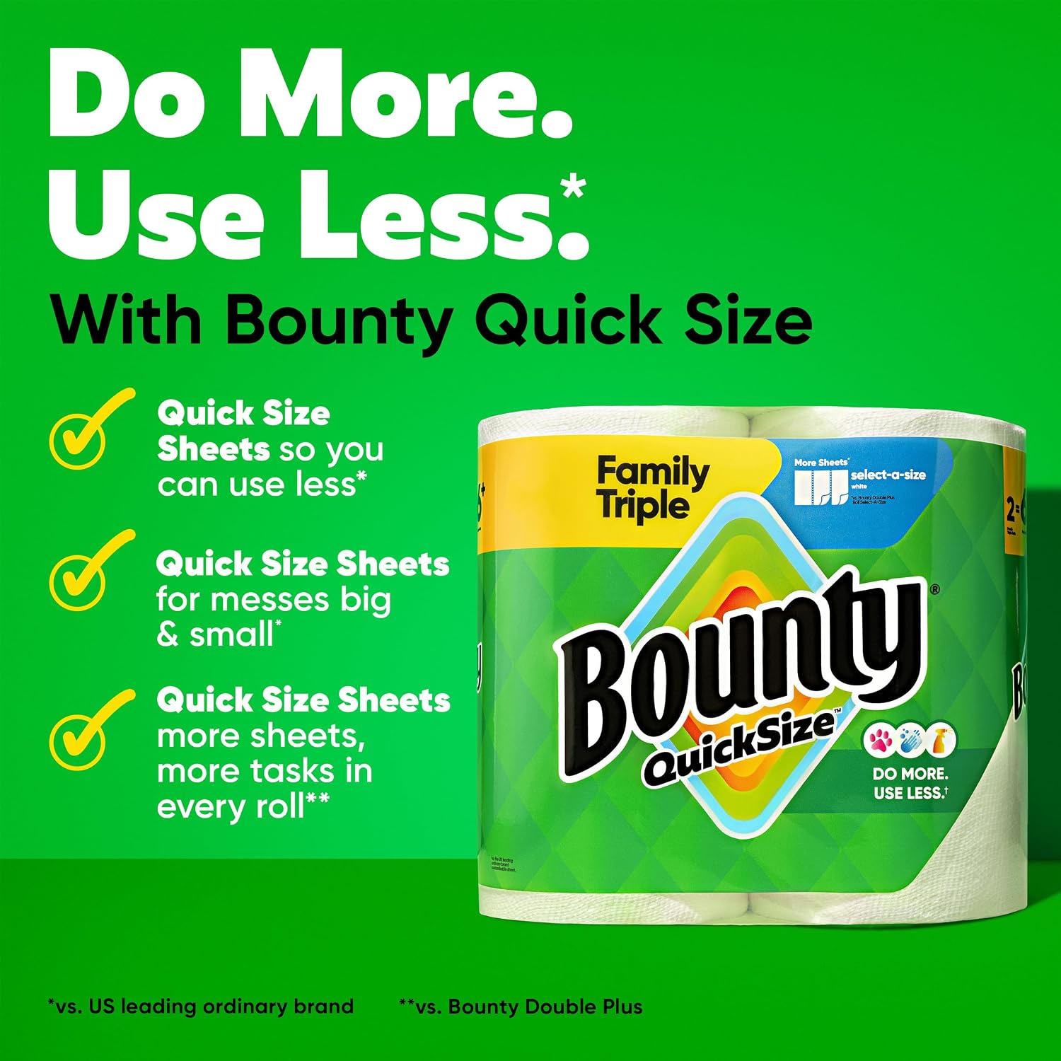 Detalle 2 de Bounty Quick-Size Paper Towels, White — 12 Family Triple Rolls (40+ Regular Rolls)