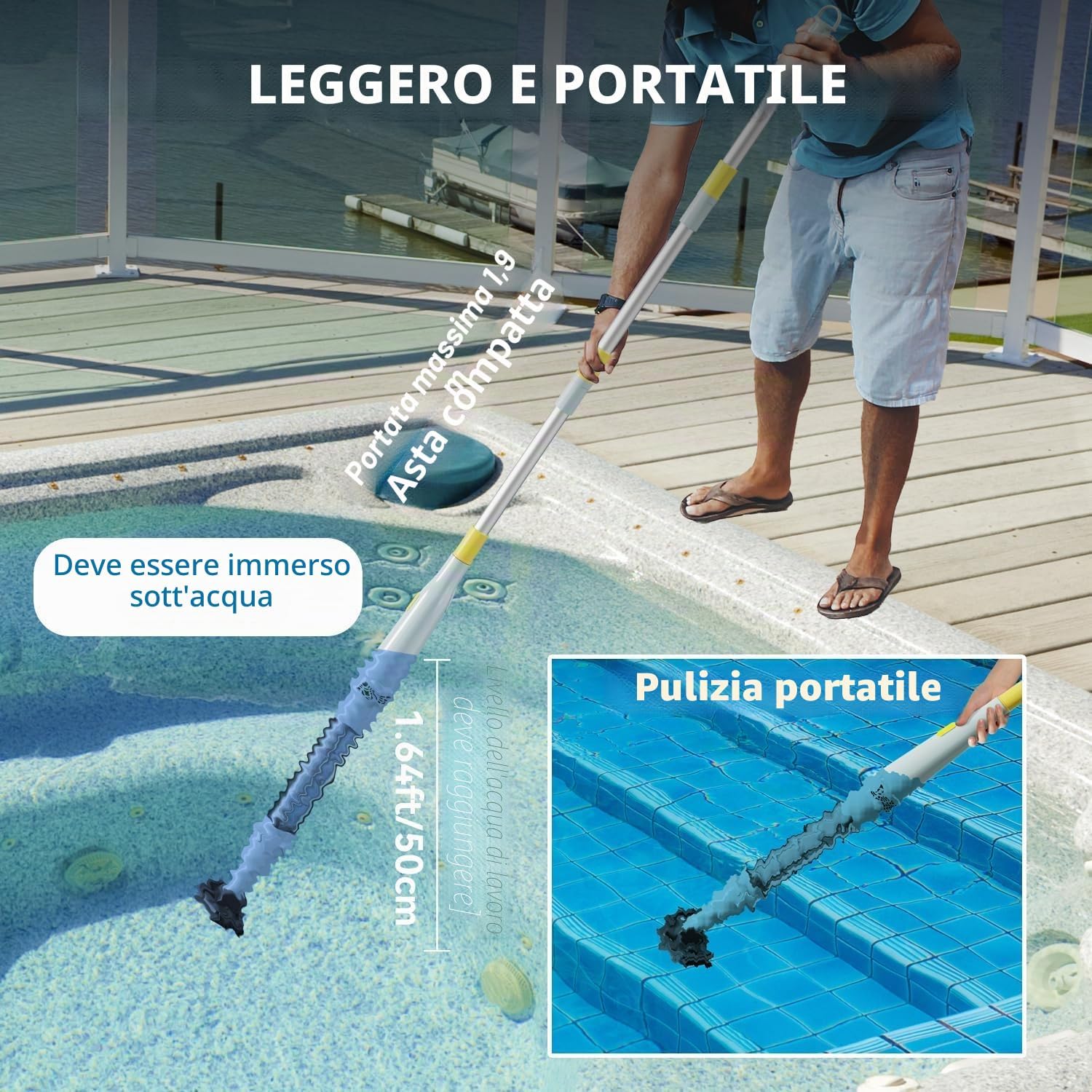 Detalle de Lydsto S1 Lite: Aspirapolvere per Piscina senza Fili 3 in 1, 90 Min di Autonomia