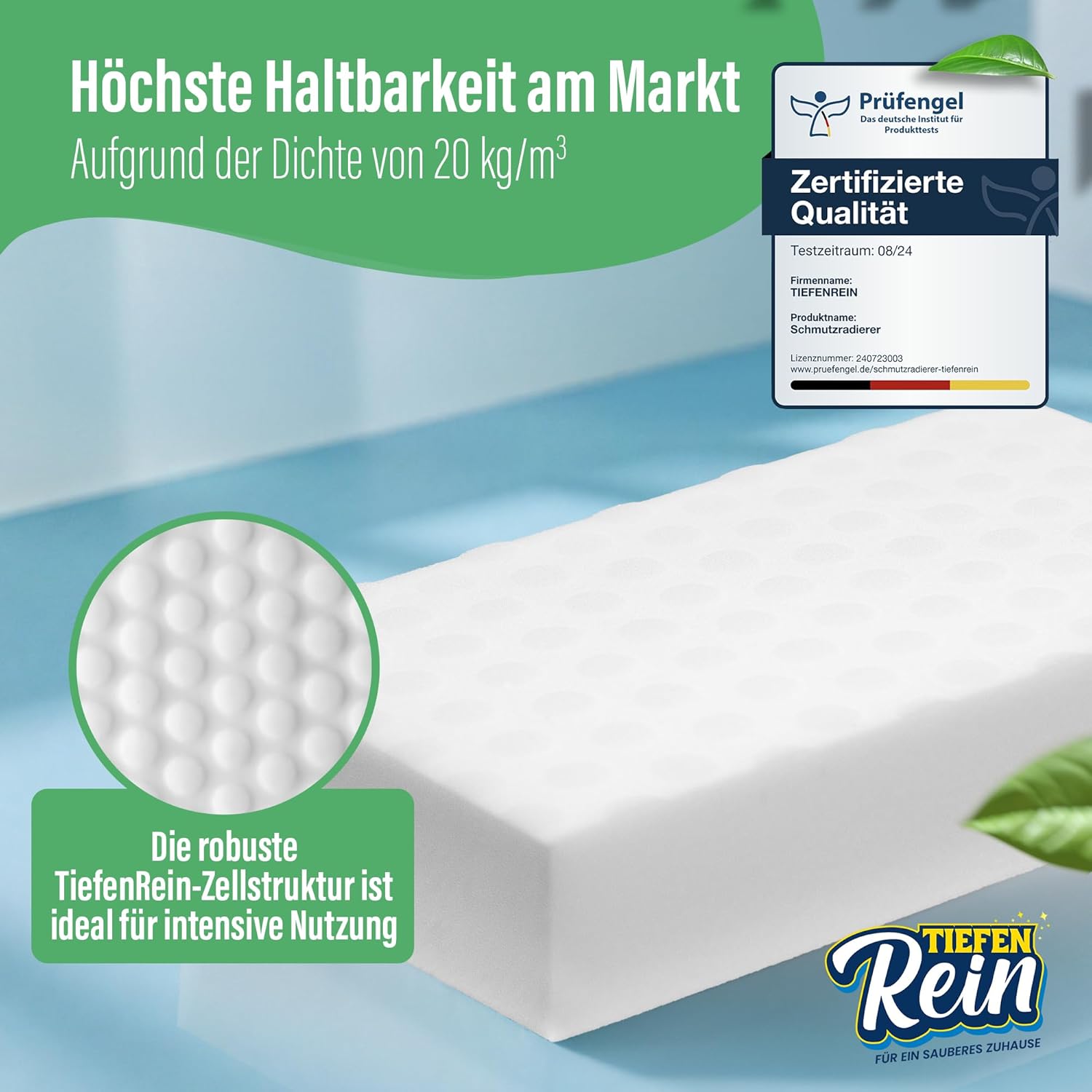 Detalle de Schmutzradierer Schwamm PRO – 2,5x längere Lebensdauer, 9er Pack Magic Eraser für Wand, Schuhe, Küche & Bad