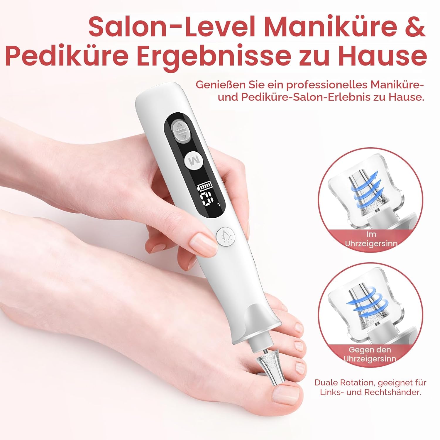 Thumbnail 3 de Elektrisches Maniküre-/Pediküre-Set mit LED, 10 Aufsätzen und 10 Geschwindigkeiten – kabellos für Nägel & Hornhaut