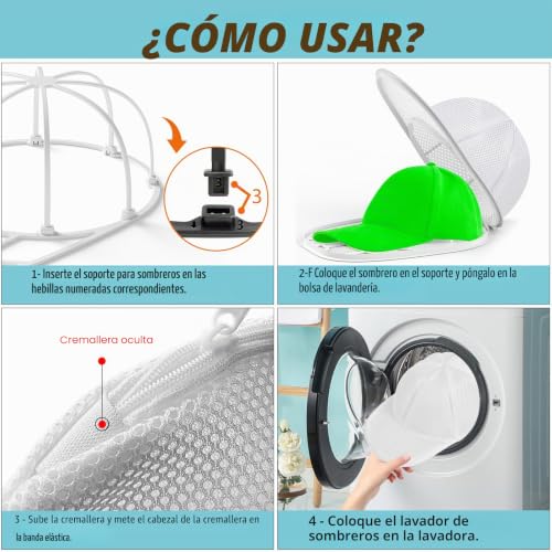 Detalle de Coopache Jaula para Lavar Gorras: soporte y funda para lavado de sombreros
