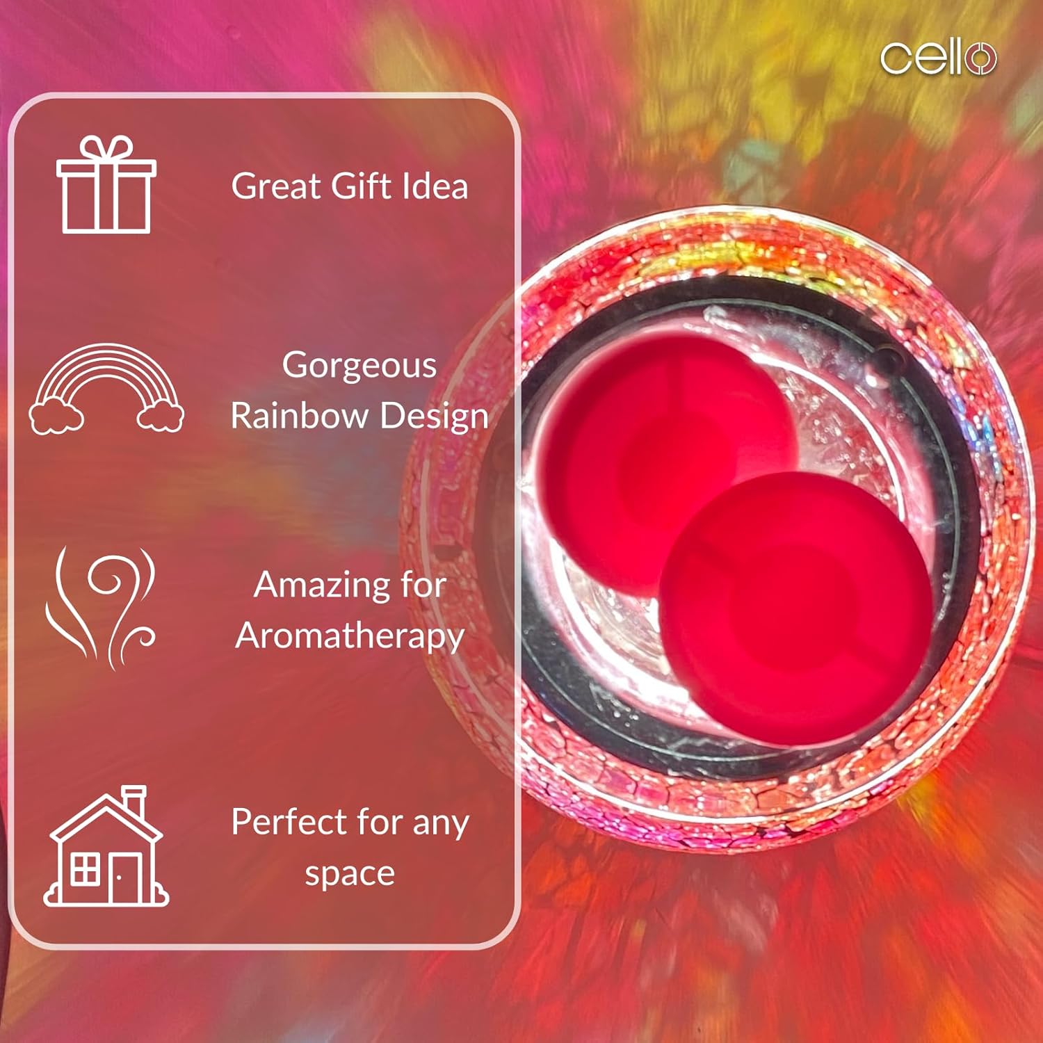 Thumbnail 6 de Cello Multi-Colour Mosaic Touch Electric Wax Melt & Oil Burner (Night Light) – touch control fragrance diffuser