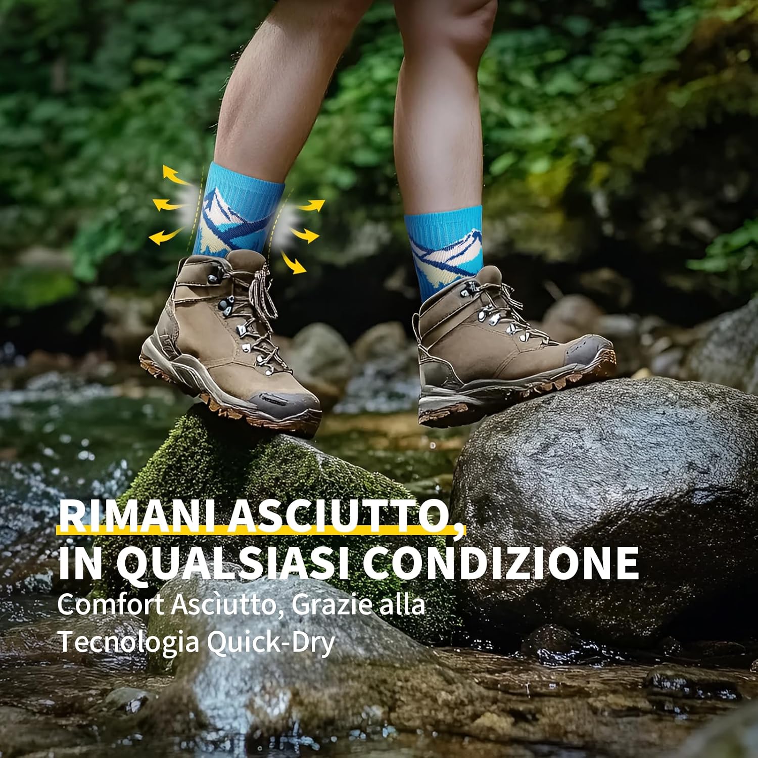 Detalle de CAMBIVO Calze Trekking Merino Lana Uomo Donna – Anti- Vesciche, Cushioned e Traspiranti (2 Paia)
