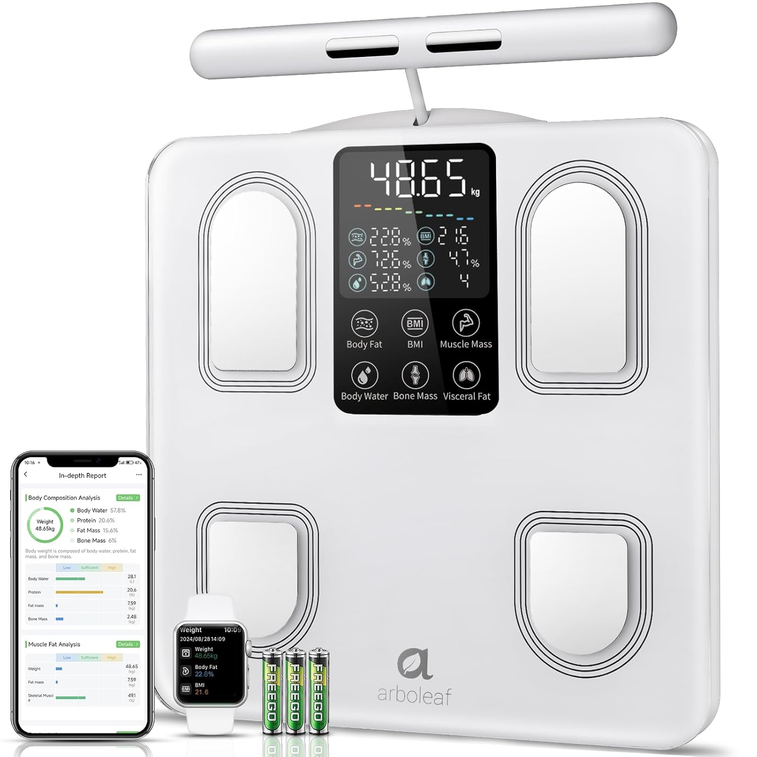 Thumbnail 6 de arboleaf Balance Impedancemètre connectée Balance Impedancemetre Connectée à 8 électrodes (jusqu’à 180 kg)