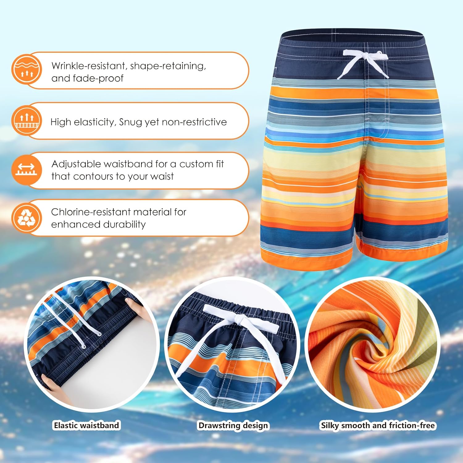 Detalle de Todbiccz Boys Swim Trunks 3 Pack: Quick-Dry, UPF 50+ Protection