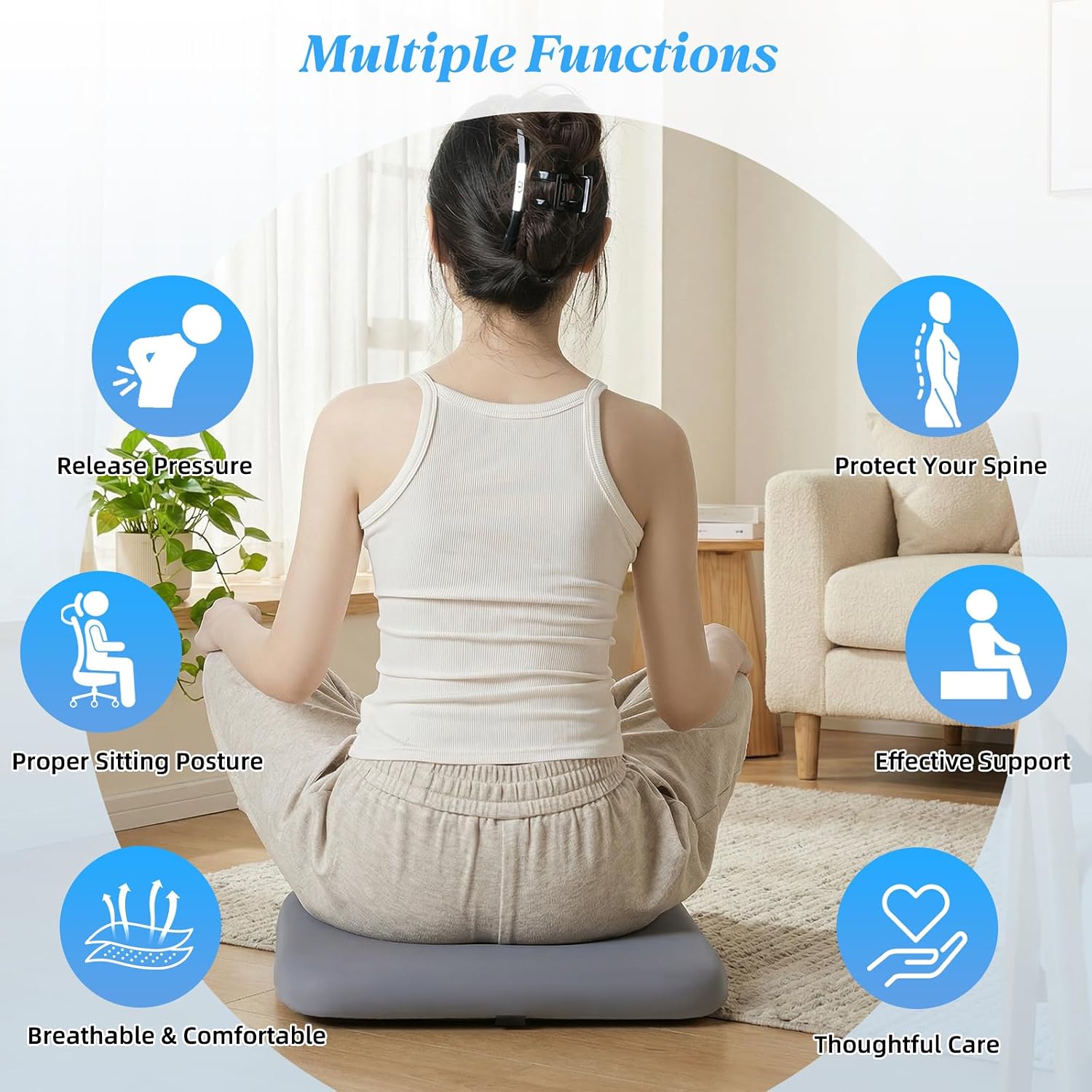 Thumbnail 5 de SheRest QYX-SPZD-HUI-XL X-Large Memory Foam Seat Cushion with Straps