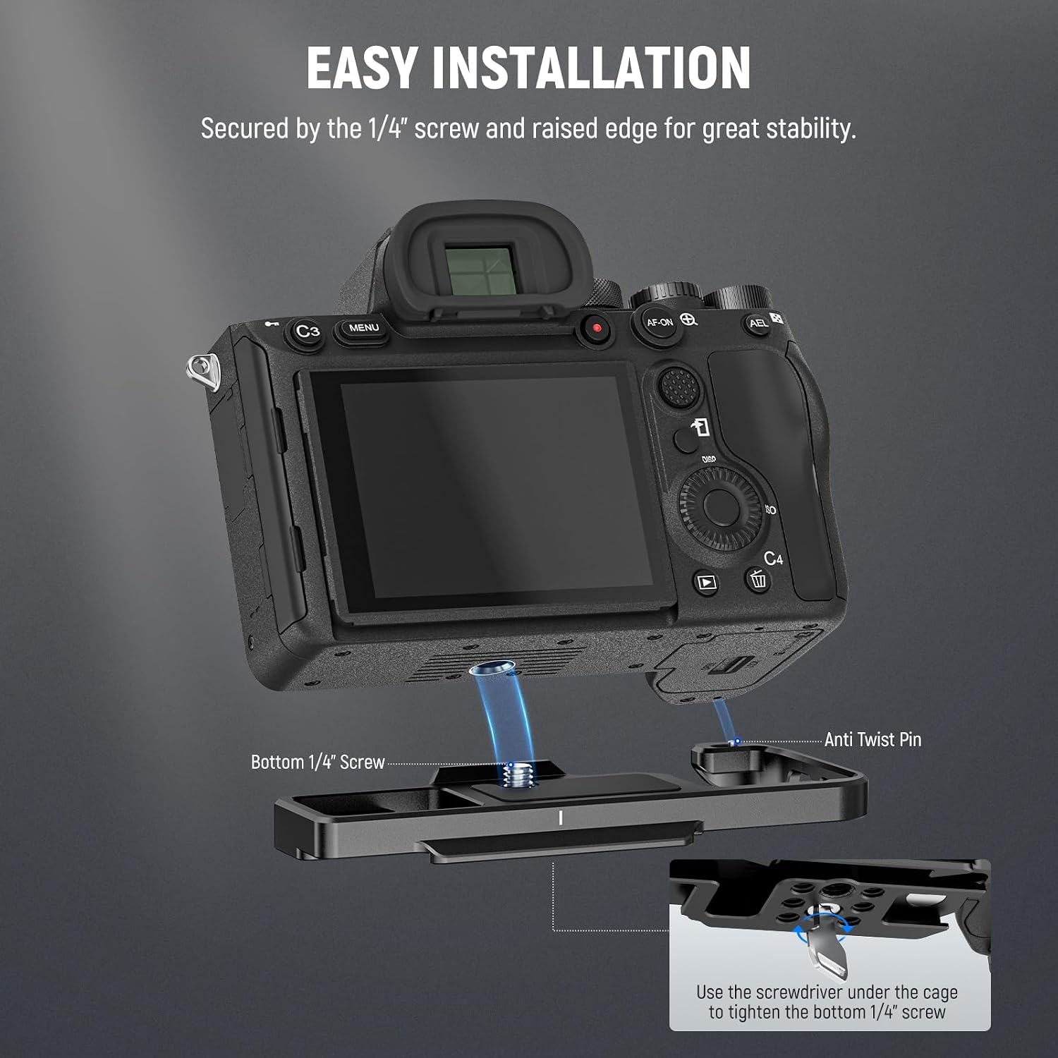 Thumbnail 3 de NEEWER Plaque de base CA004B pour Sony Alpha A7 IV/A7R IV/A7R V/A7S III avec base QR Arca