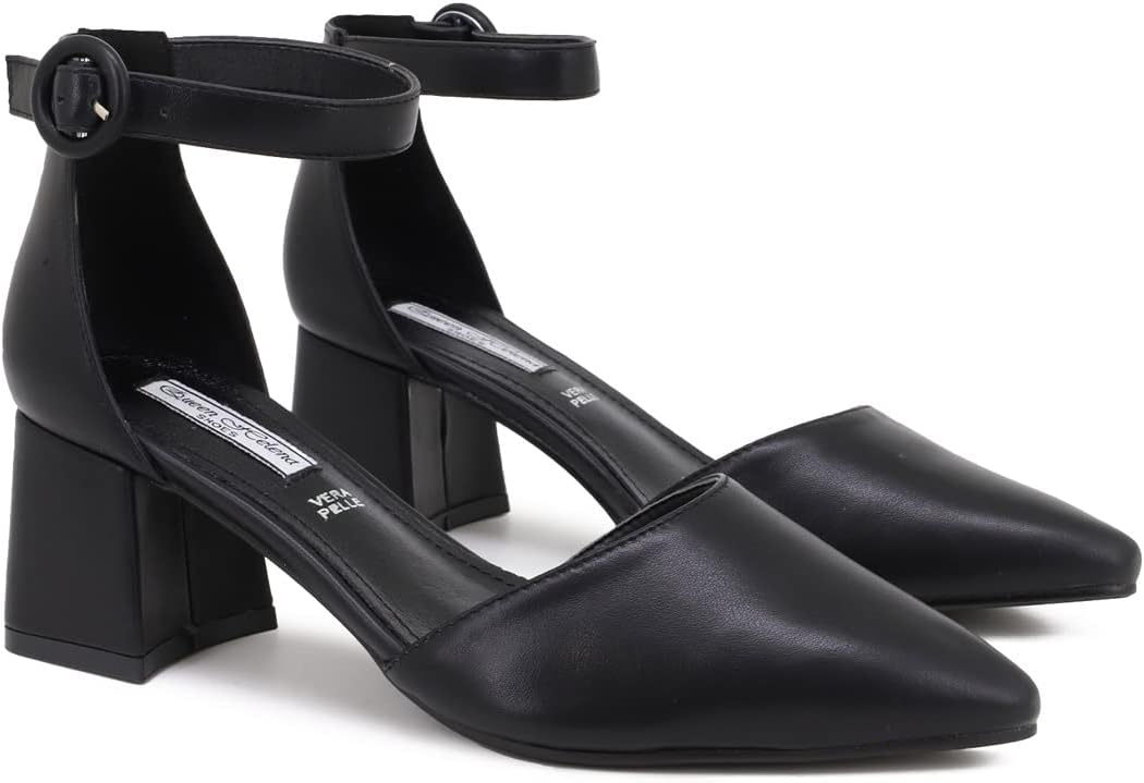 Detalle de Décolleté QUEEN HELENA ZM6045 con tacco medio 6 cm, punta chiusa e cinturino alla caviglia