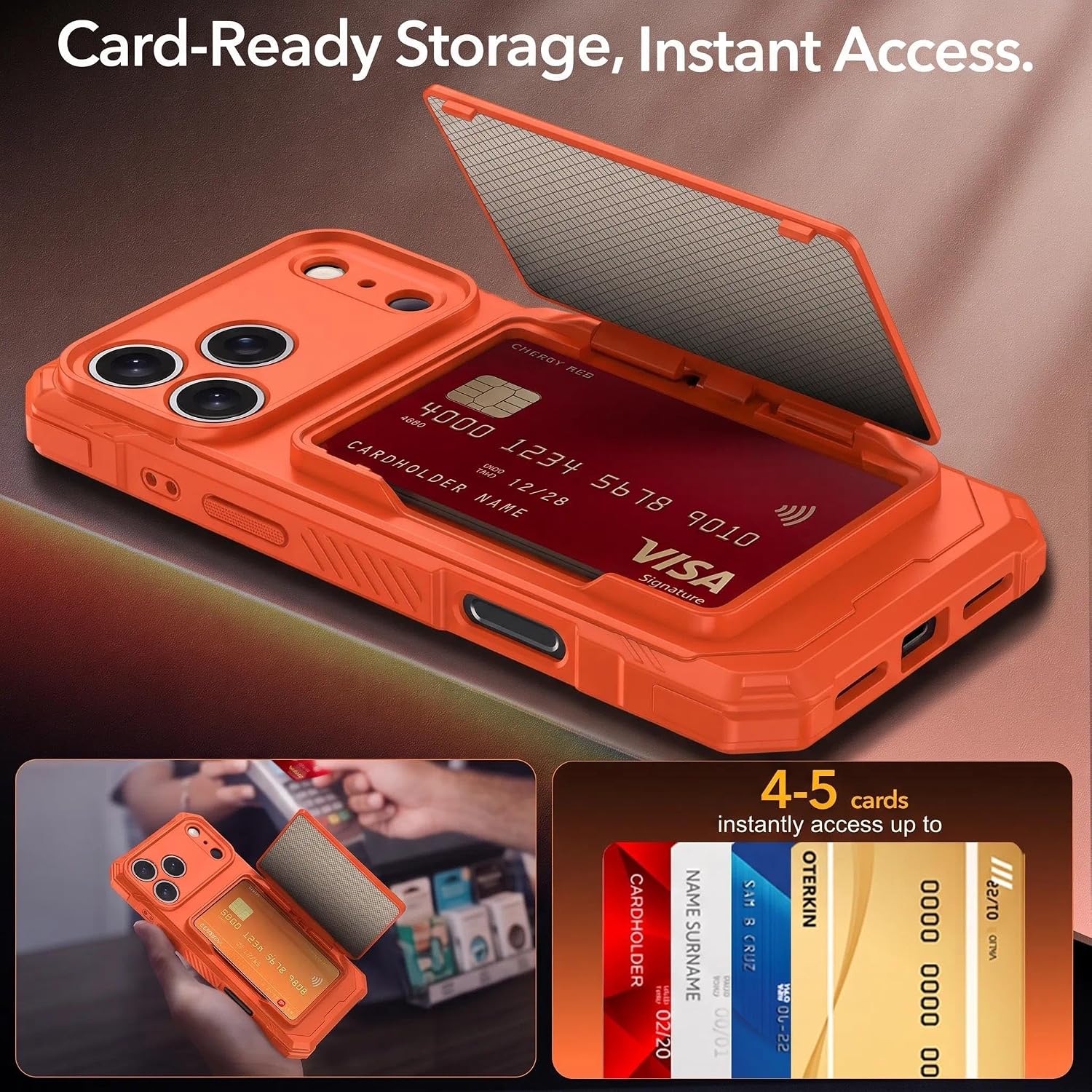 Detalle de Oterkin Wallet Case for iPhone 18 Pro Max with 360° Stand and RFID Blocking