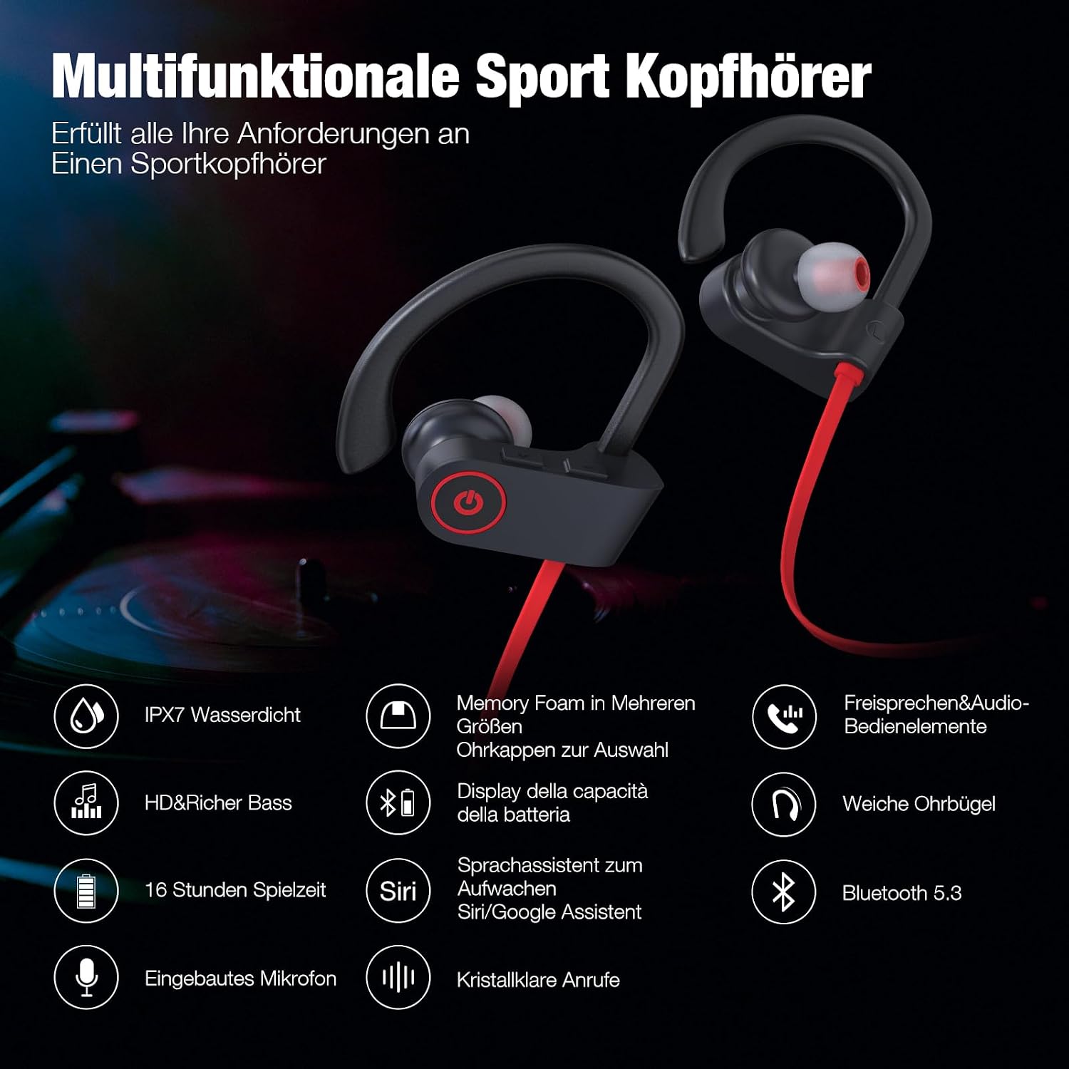 Detalle 2 de NUASI Bluetooth Kopfhörer 16 Stunden Akku