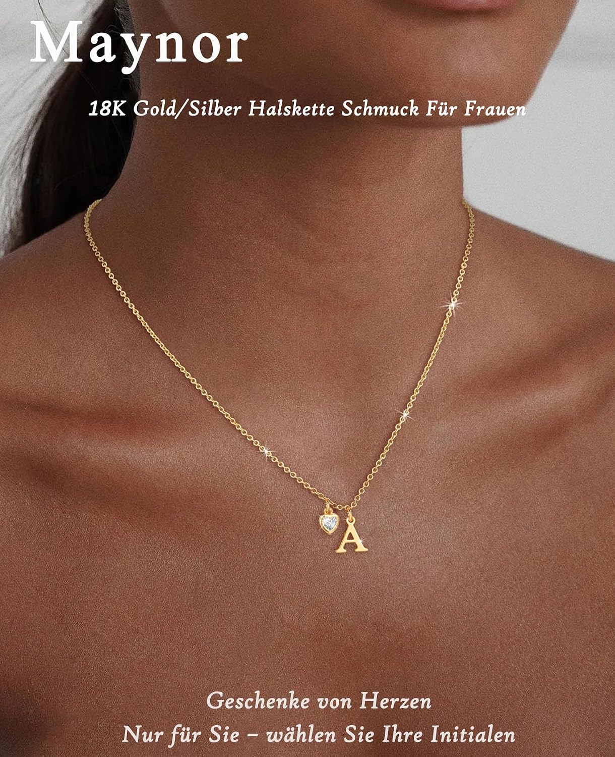 Detalle de Maynor Gold Buchstaben Kette mit 18K Vergoldung