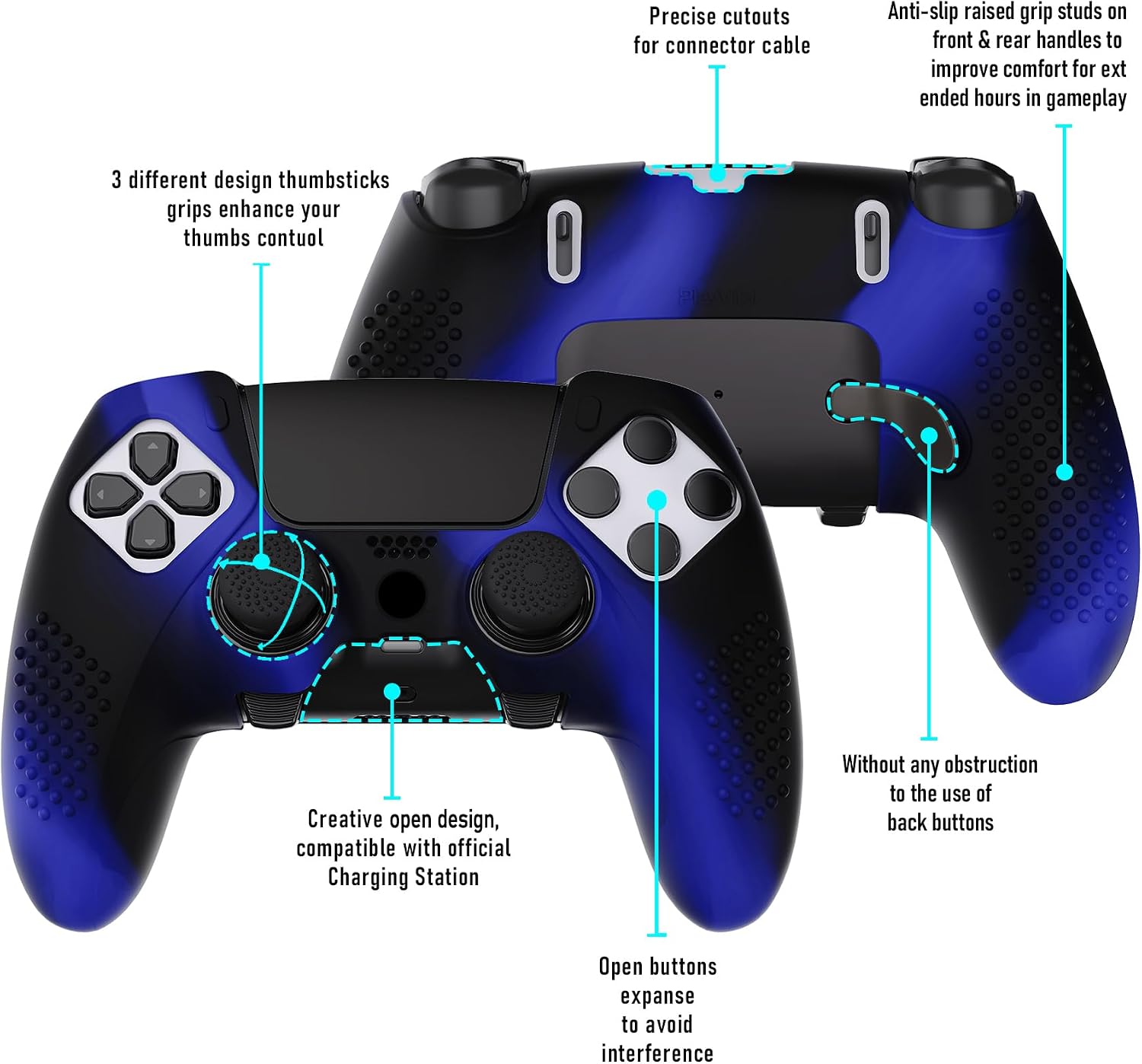 Detalle de PlayVital 3D Studded Anti‑Slip Cover for PS5 Edge
