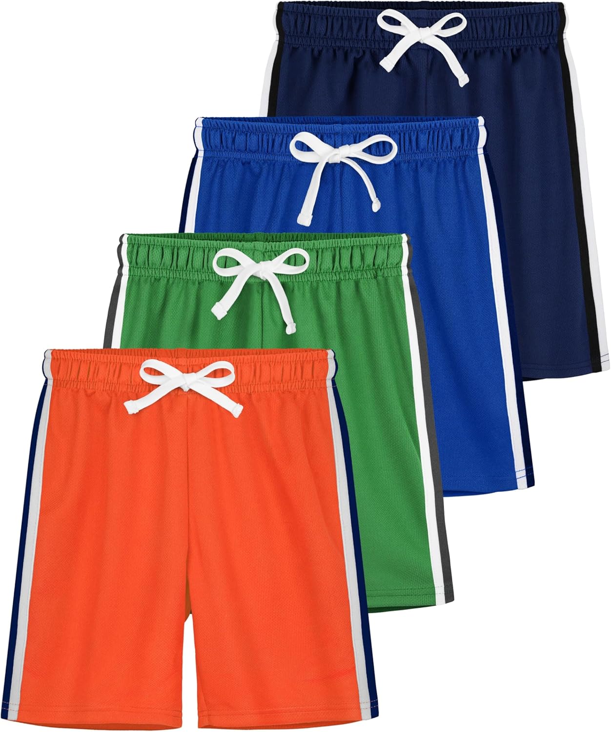 Thumbnail 6 de YERIOK 4 Pack Boys Mesh Athletic Shorts | Quick-Dry, Striped Side, 100% Polyester
