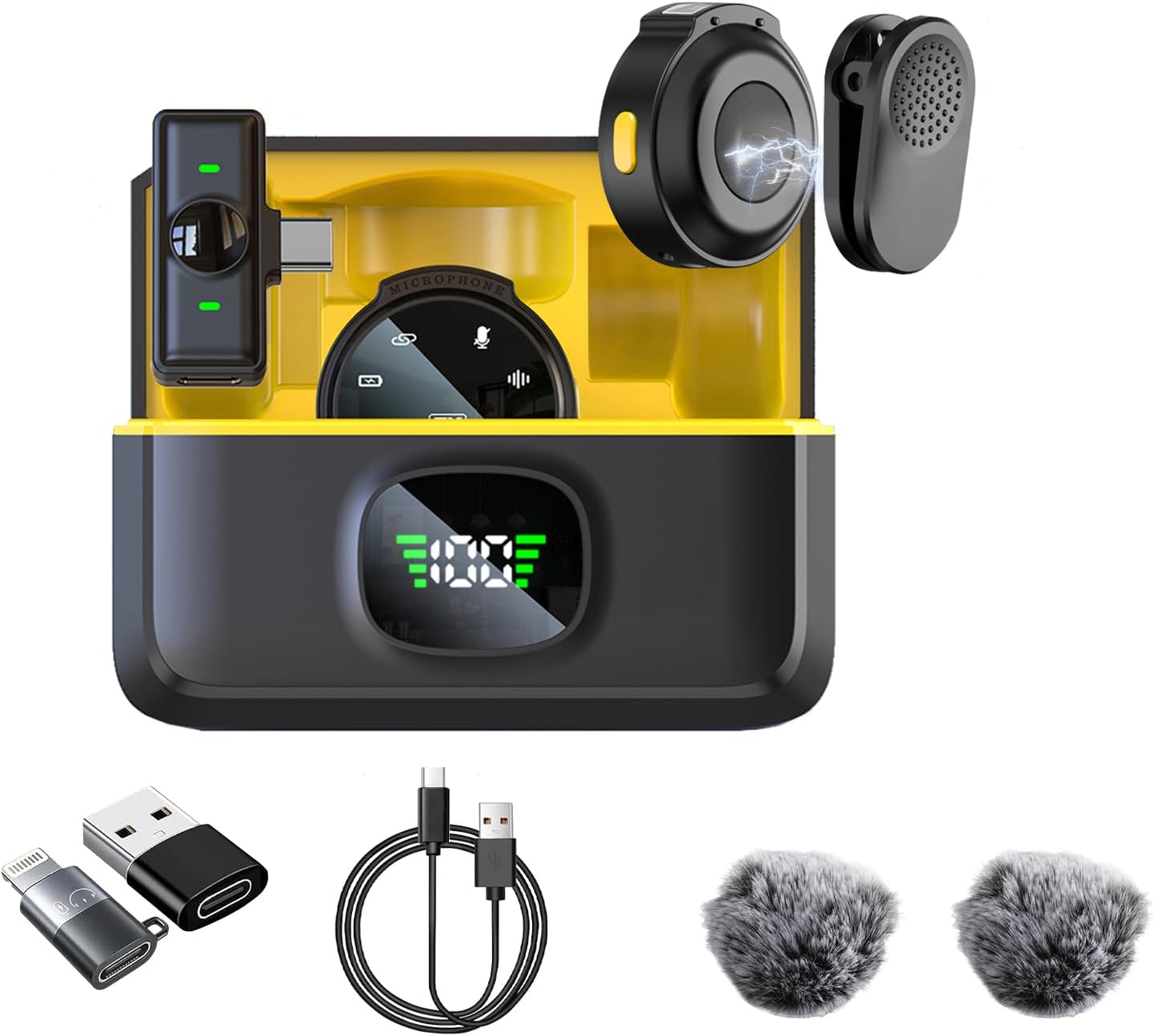 Detalle de Caiord J6 Wireless Lavalier Microphone, 2 Transmitters, Noise Reduction