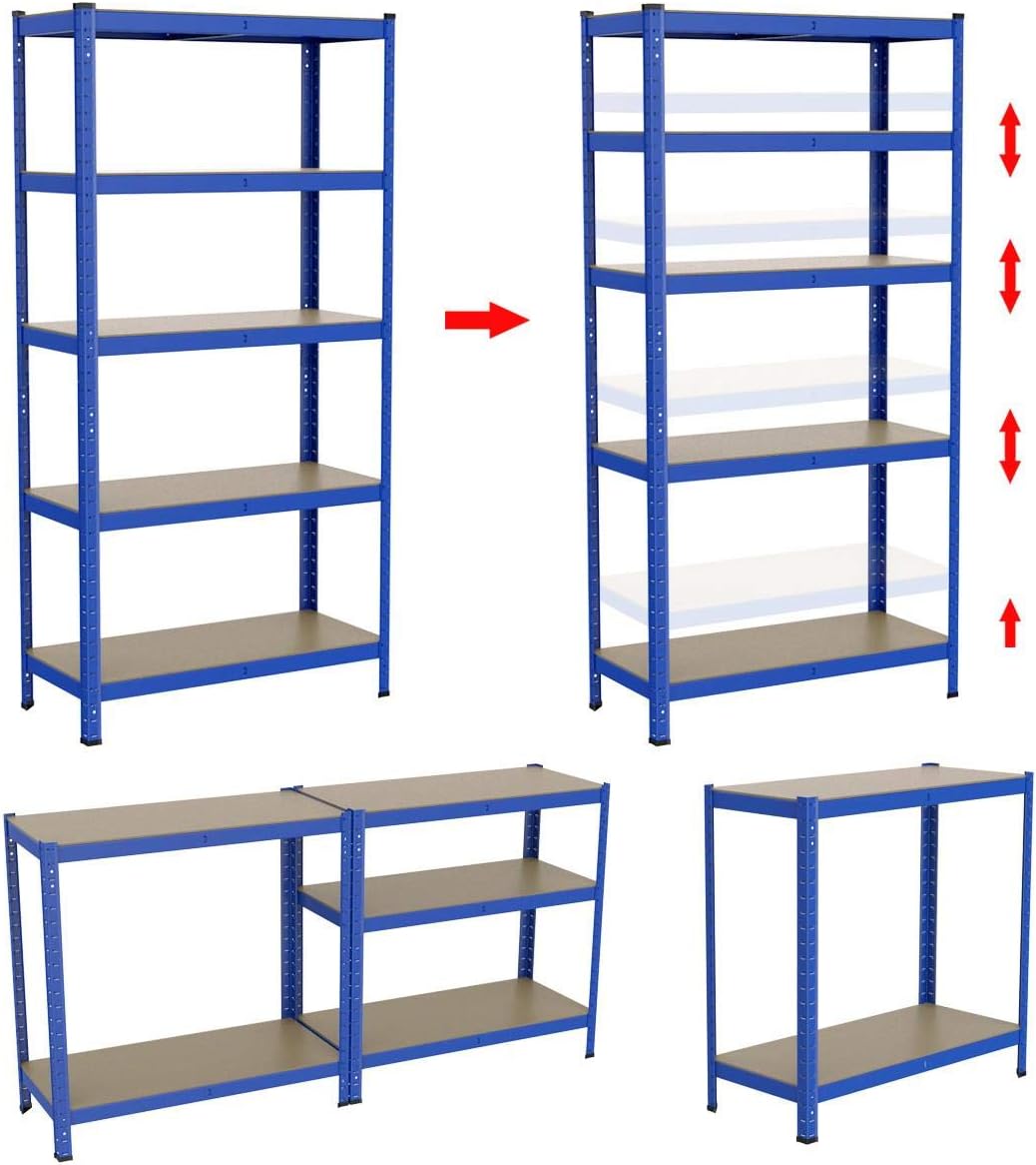 Thumbnail 2 de Yaheetech scaffalatura metallica a 5 ripiani 180 x 90 x 40 cm, portata fino a 875 kg, da garage e magazzino