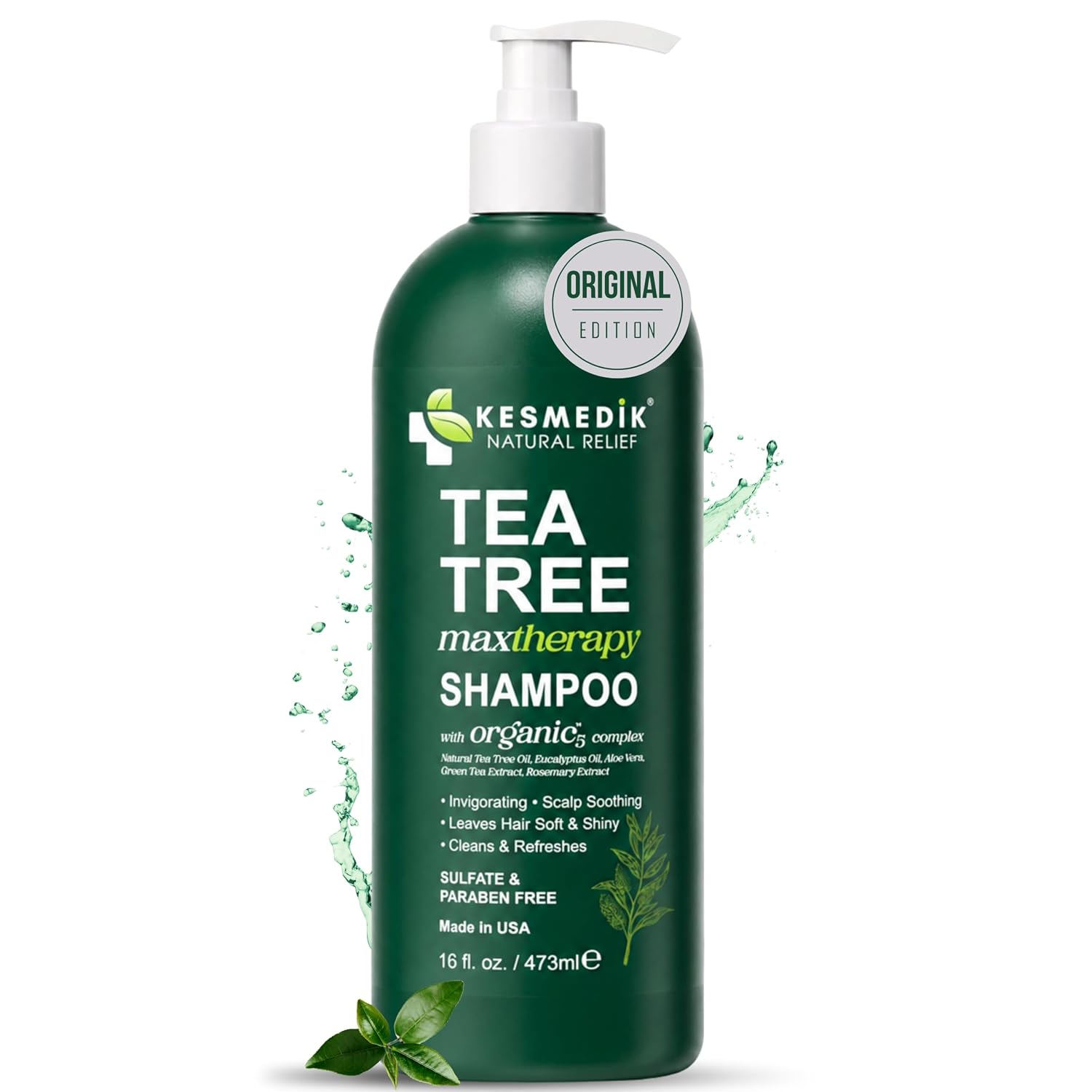 Detalle de KESMEDIK Tea Tree Oil Shampoo MaxTherapy (16 fl oz) — Clarifying, sulfate-free relief for itchy scalp