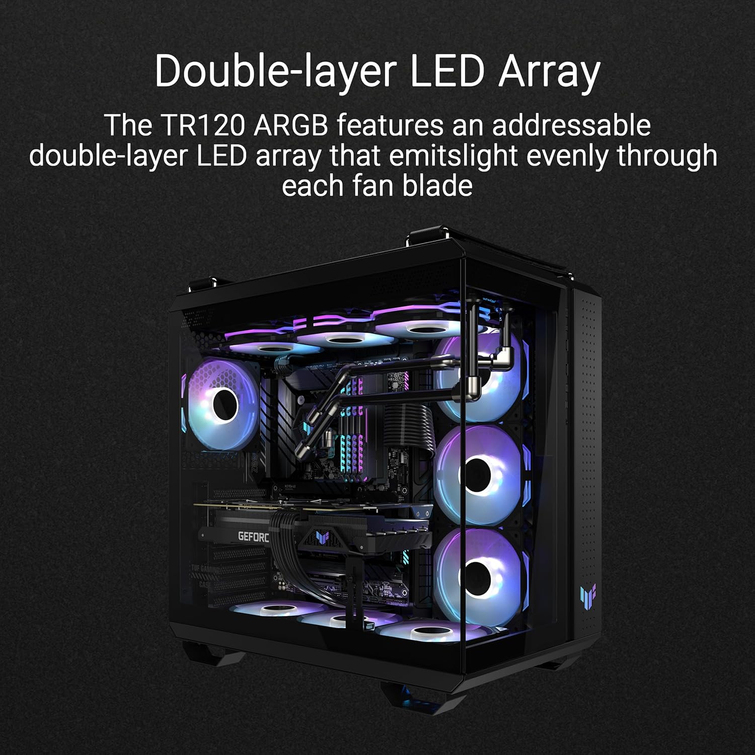 Detalle de ASUS TUF Gaming TR120 ARGB Standard Blade Black : ventilateur de boîtier 120 mm PWM, 2000 rpm, LED ARGB