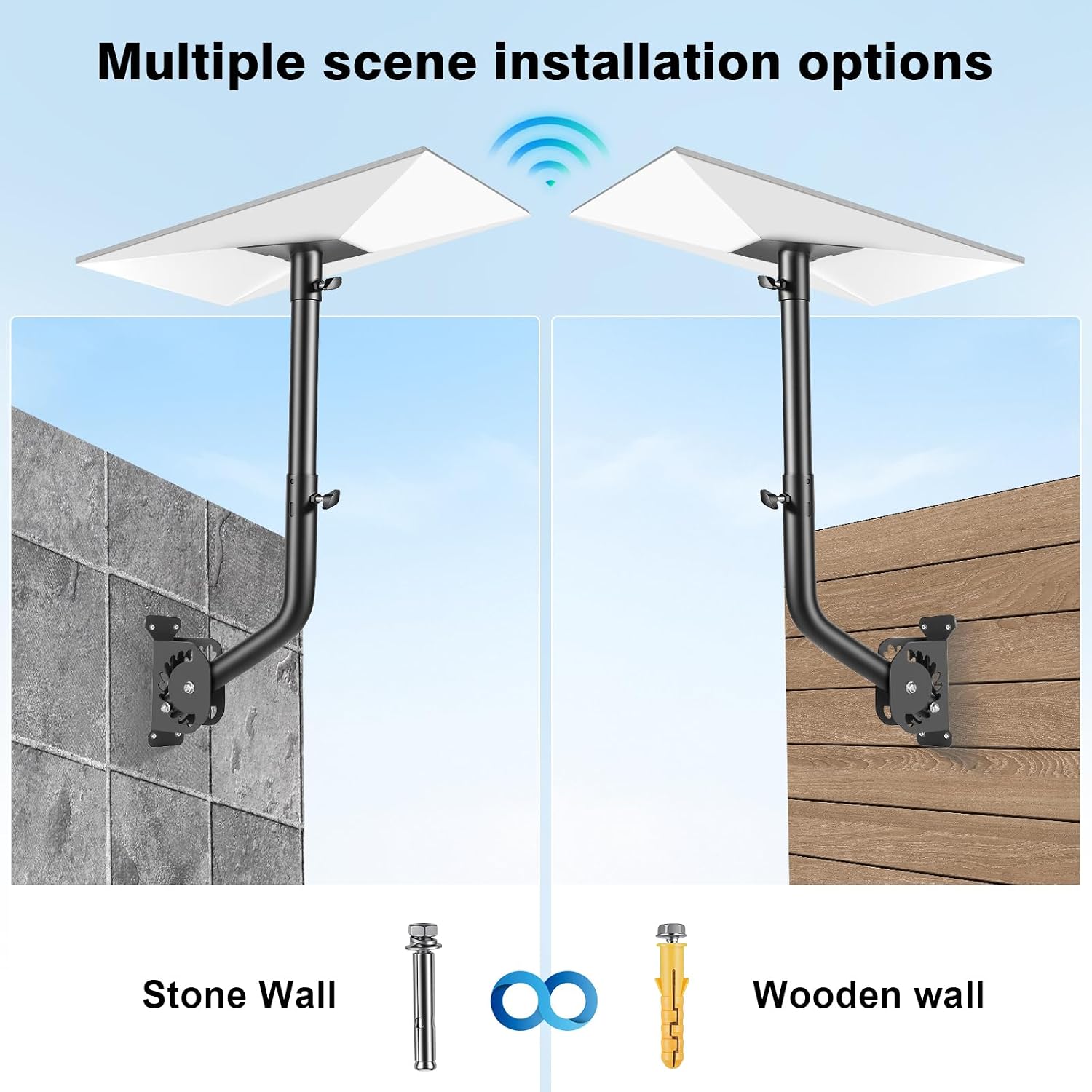 Detalle de Starlink Mount with Extension-Adjust Angle Without Disassembly | Gen 3 Roof/Wall Mount (Black)