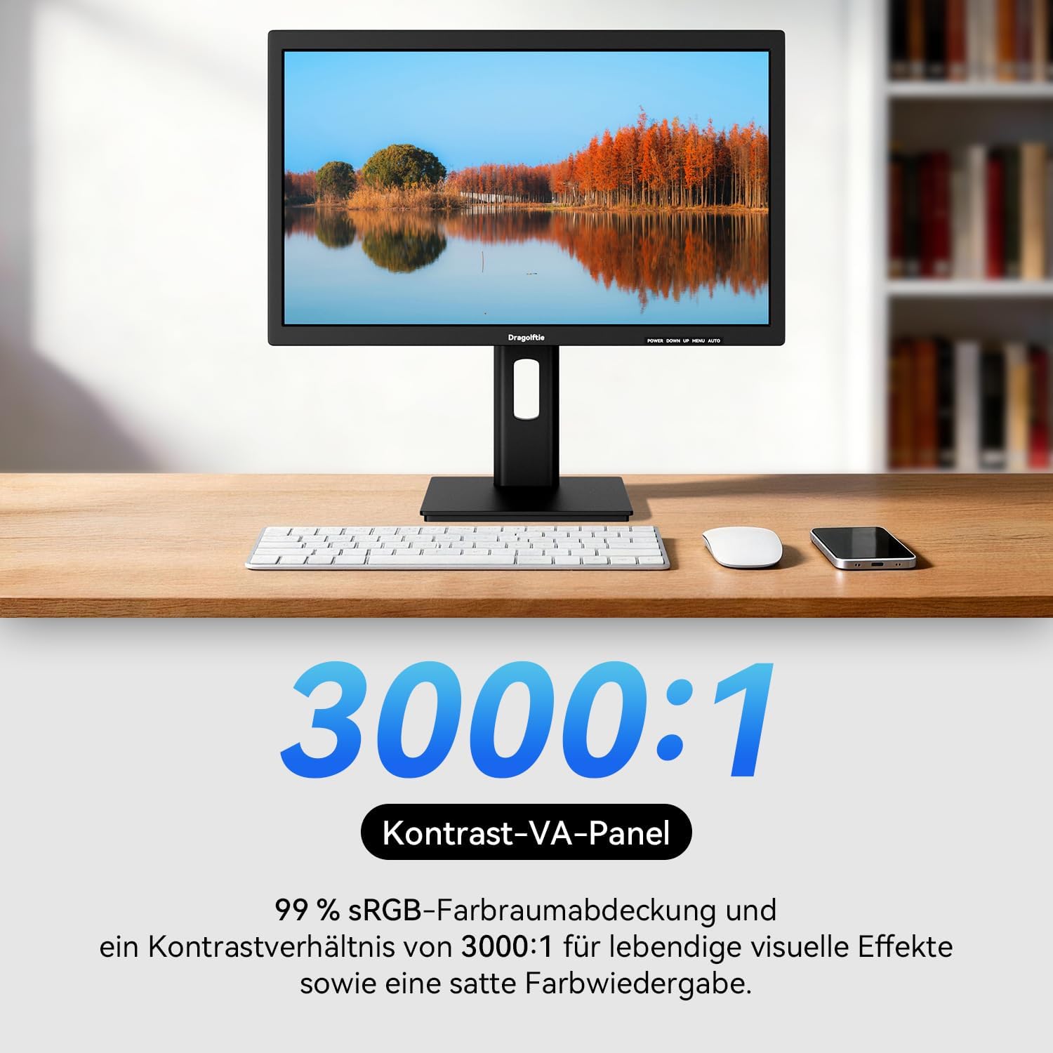 Detalle de 24 Zoll Touchscreen Monitor FHD mit VA-Panel, 75 Hz, 10-Punkt-Touch – HDMI, VGA, VESA