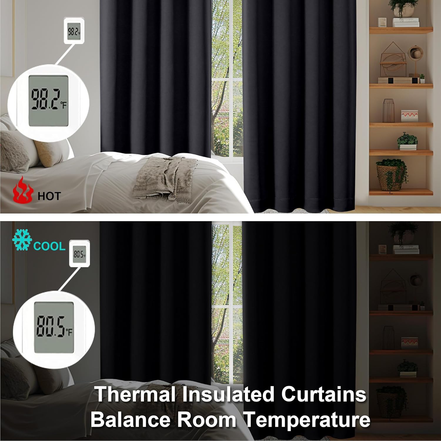 Thumbnail 5 de Simplebrand Ava Blackout Extra Long 2-Panels Curtains for Patio, 50x120, Black