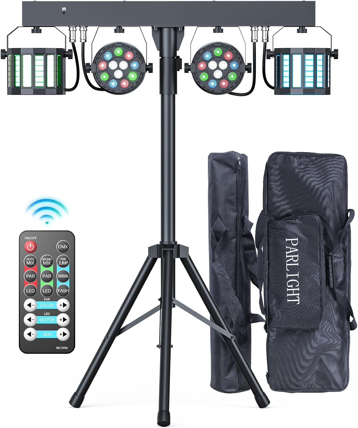 Detalle de Erreyht MYH-1447 DJ-lichtset met Derby- en RGBW-effecten, DMX en afstandsbediening