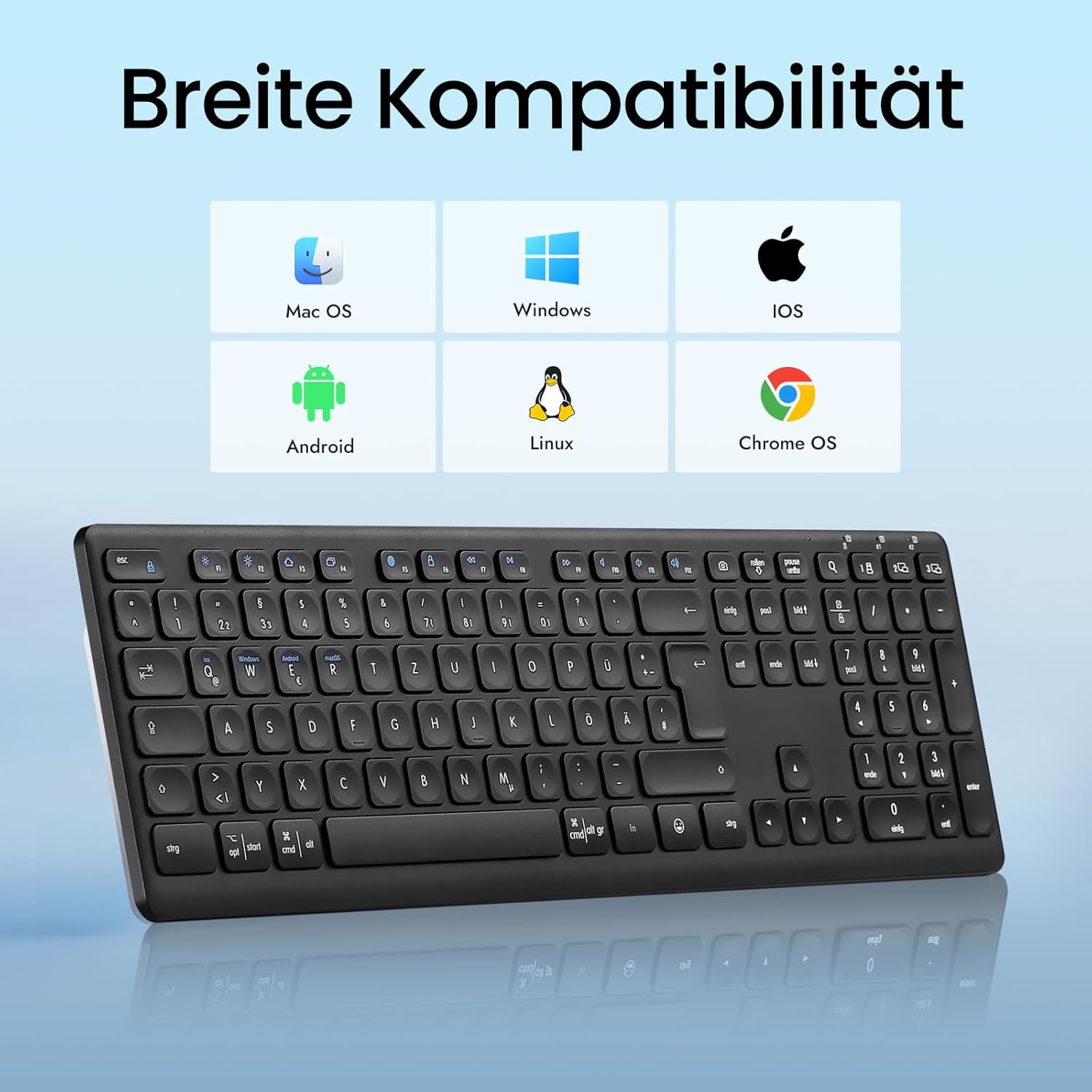 Thumbnail 3 de CITLLA K9300 kabellose Bluetooth-Tastatur mit leisem Scherenmechanismus & Nummernblock (Multi-Device)