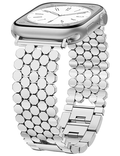 Detalle de JJii Sung Bracciale Metallico a Nido d’Ape per iWatch: eleganza modulabile per 38–49 mm
